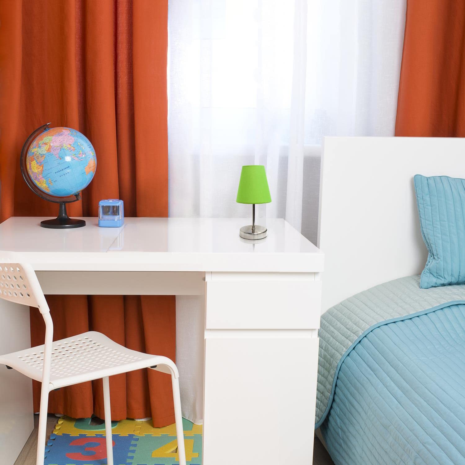 Creekwood Home 10.5&quot; Metal Stick Lamp, Sand Nickel With Fabric Shade - Petite Bedside Table Light