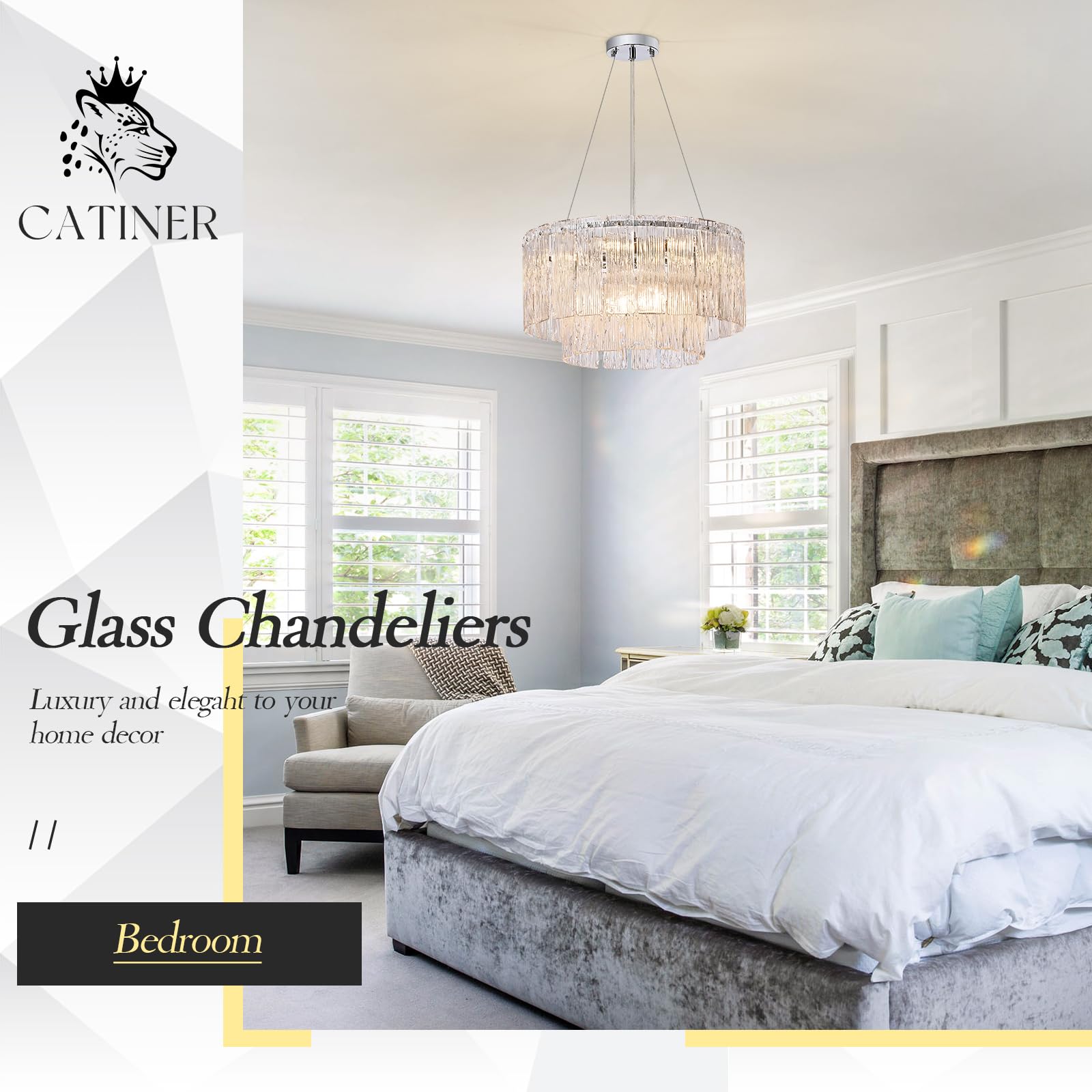 Modern Chrome Chandeliers  20  7-Light Crystal Glass Ceiling Pendant Light Fixtures stylish Round Chandelier 2 Tiers Hanging Lighting For Dining Room Foyer Living Room Bedroom