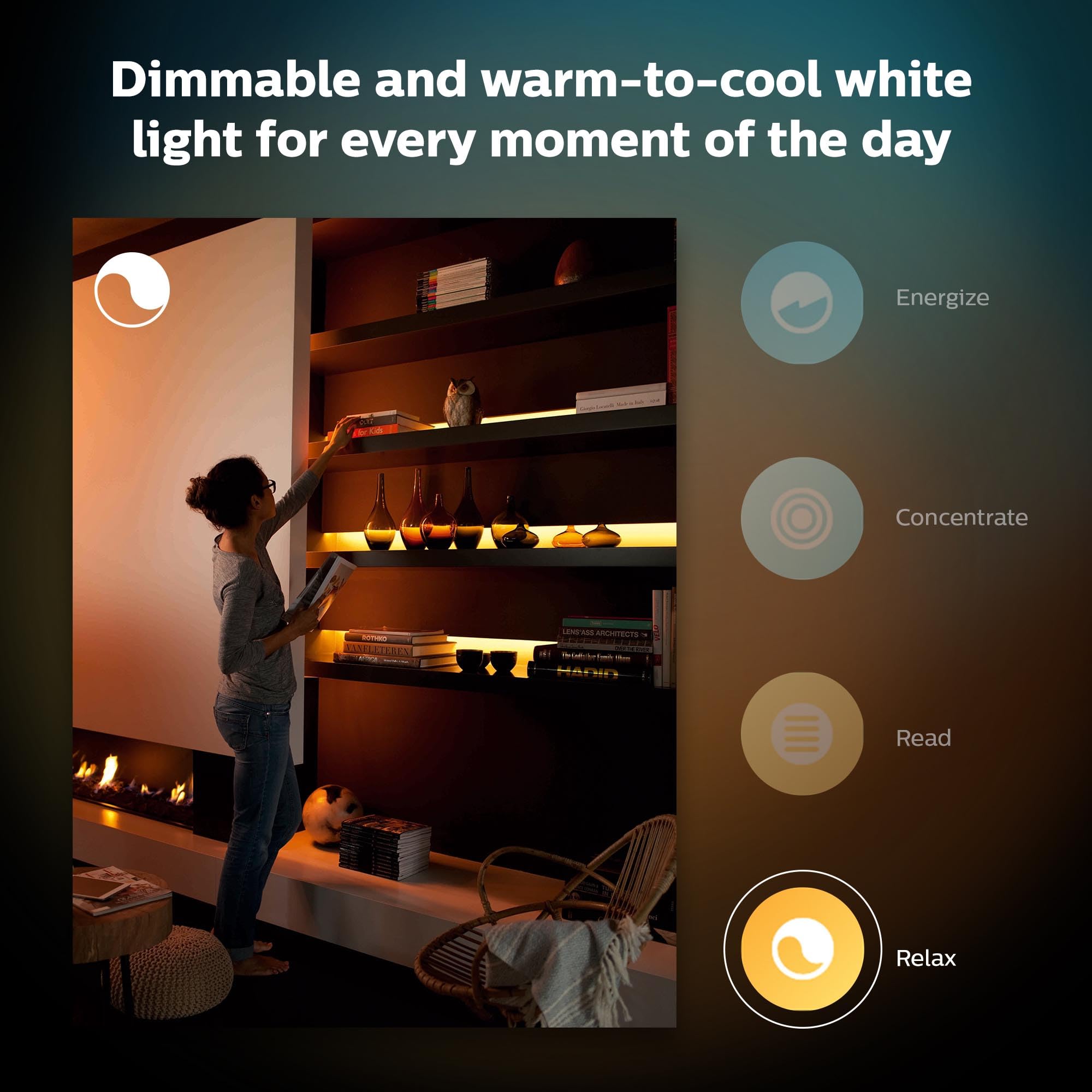 Philips Hue Lightstrip Starter Kit - 6ft Light Strip, Base Plug, Hue Hub, White, Model 555342, Compatible with Alexa & Google Assistant