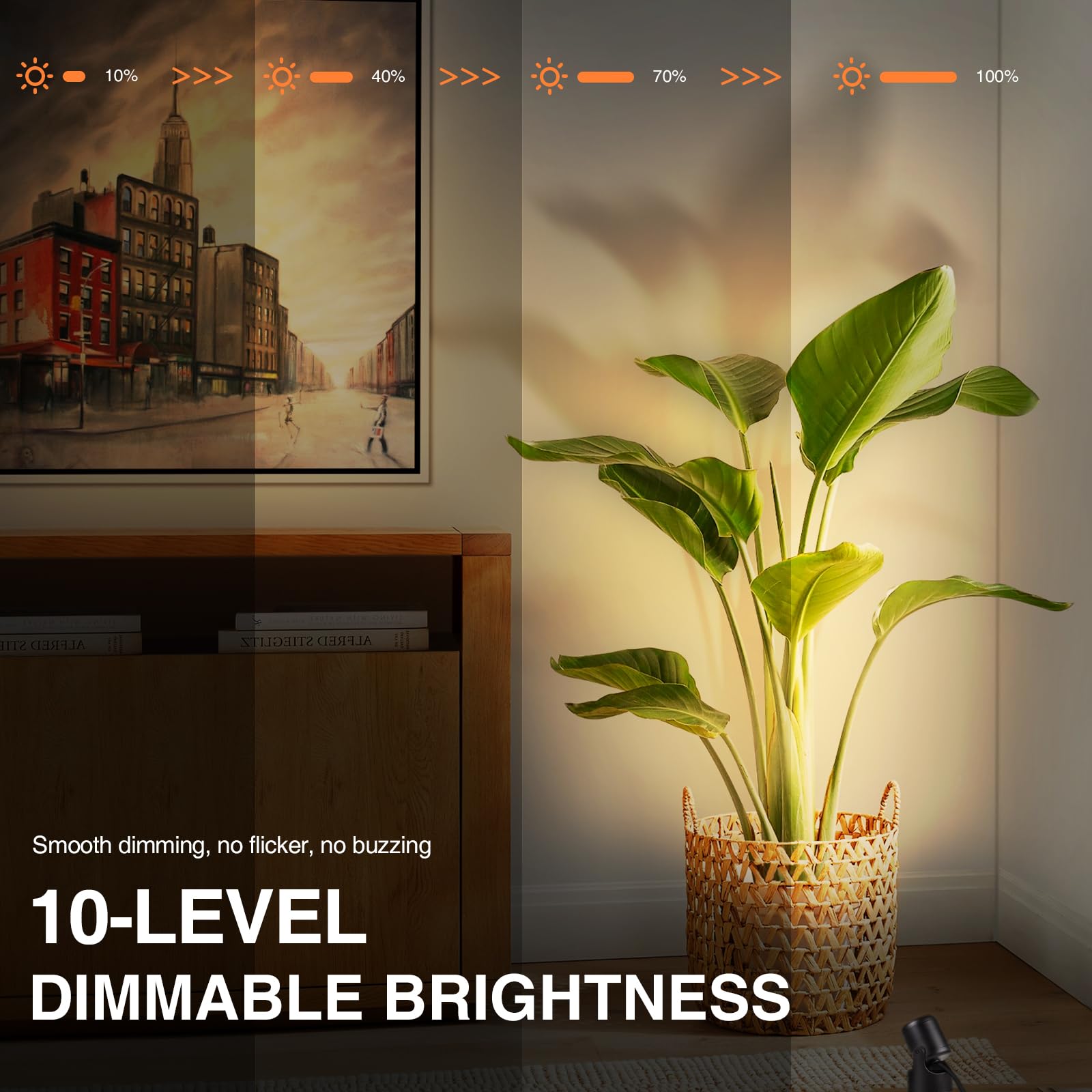 Urtom 3000K/4000K/5000K Uplighting Indoor 3W Led Spotlight Indoor Plug-In With Memory Function Floor Spot Lights Indoor With Remote Control Dimmable Uplights Indoor For Plant/Picture/Artwork, 2 Pack