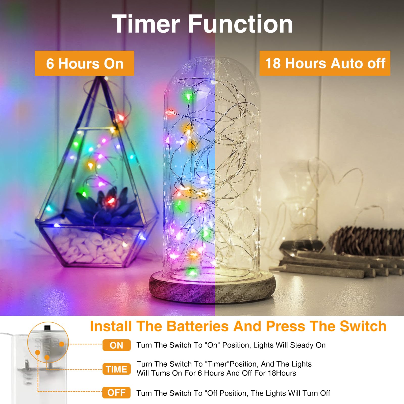 litogo 5 Pack Fairy Lights, 7FT 20LED Waterproof String Lights, Battery Operated Twinkle Lights, Multicolor for Indoor Decor