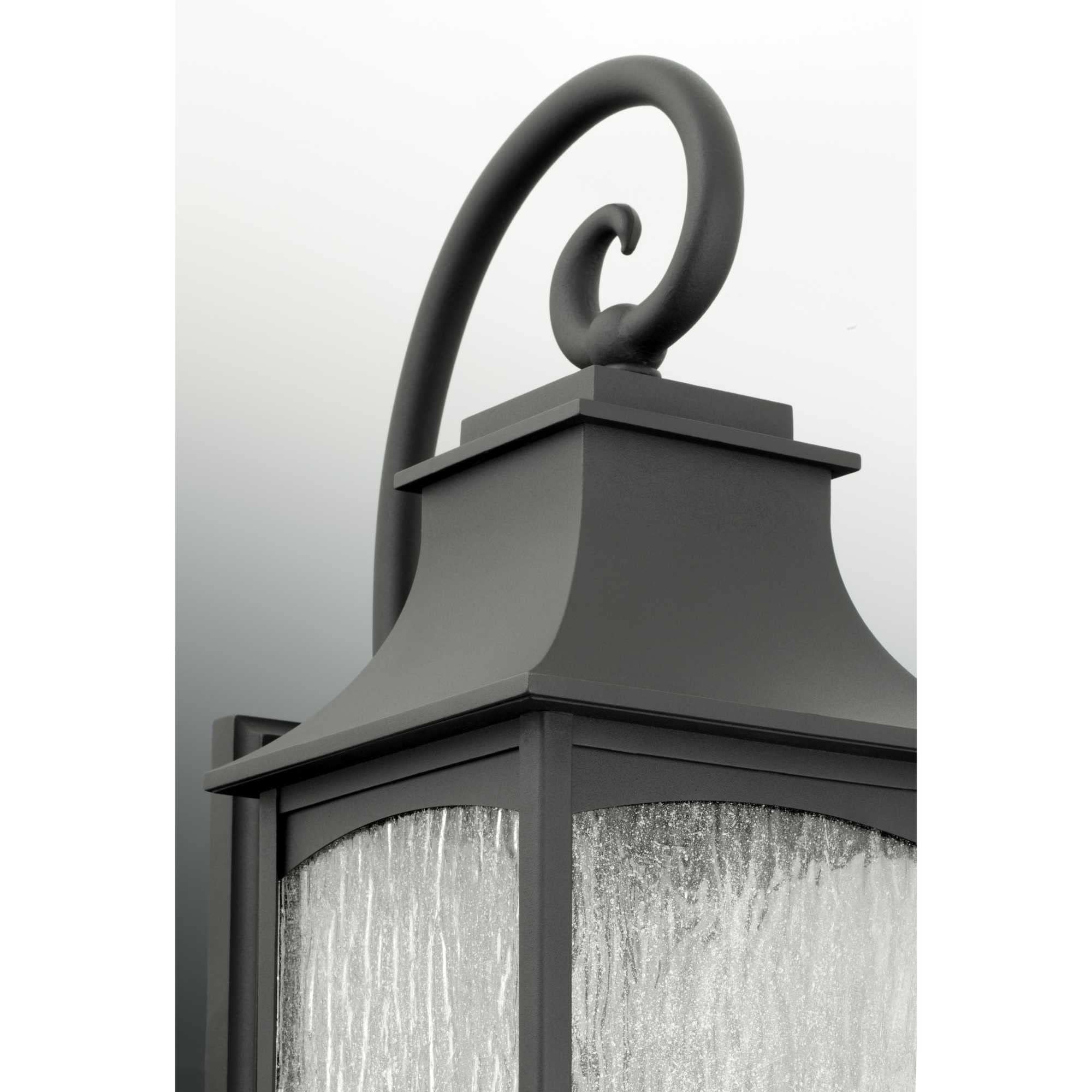 Progress Lighting 2-Light Outdoor Wall Lantern - Water Seeded Glass, Textured Black, Model P5754-31