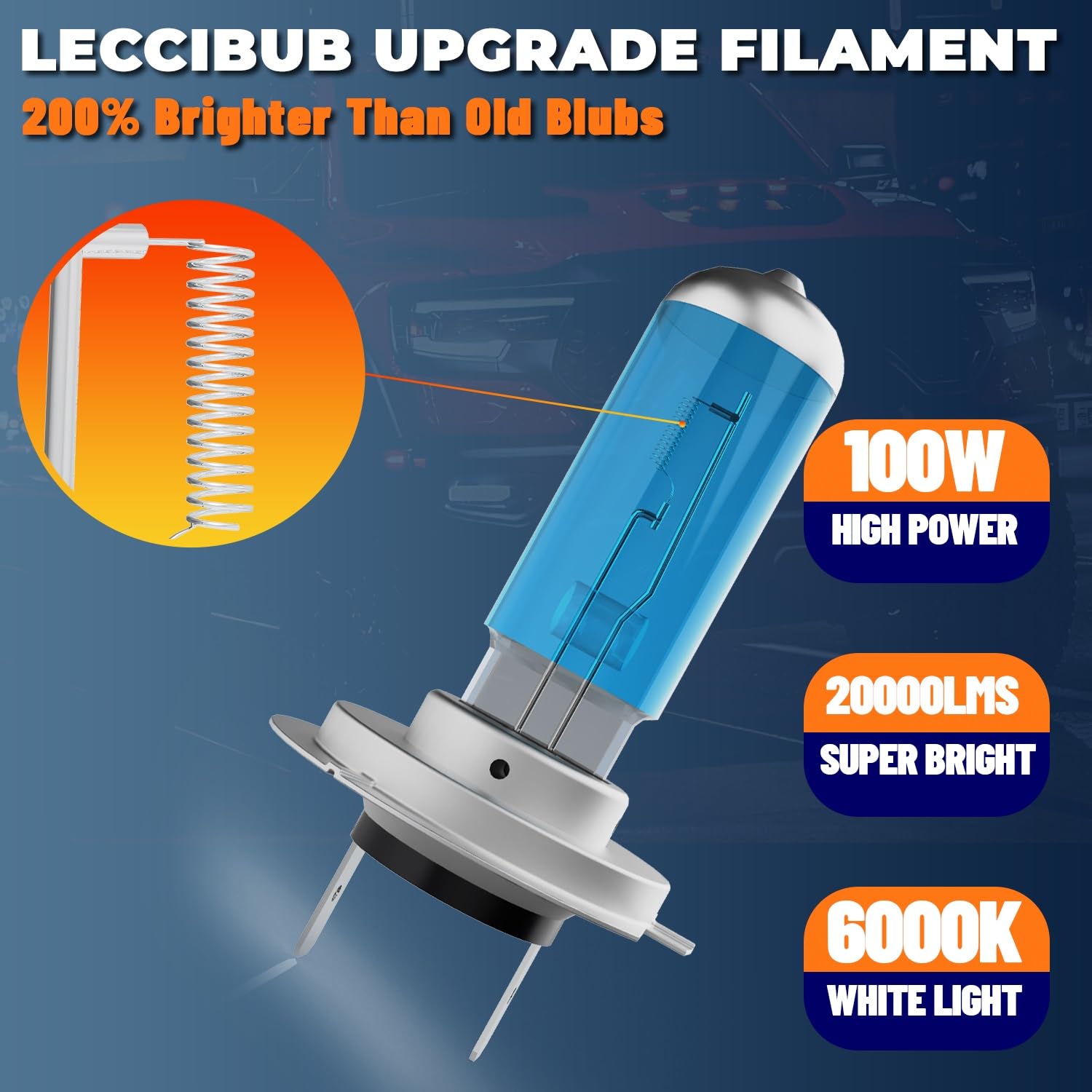 LECCIBUB Headlight Bulbs Compatible With Hyundai Elantra 2007-2017, H7 High Beam + H11 Low Beam Halogen Light Bulb Combo, Super