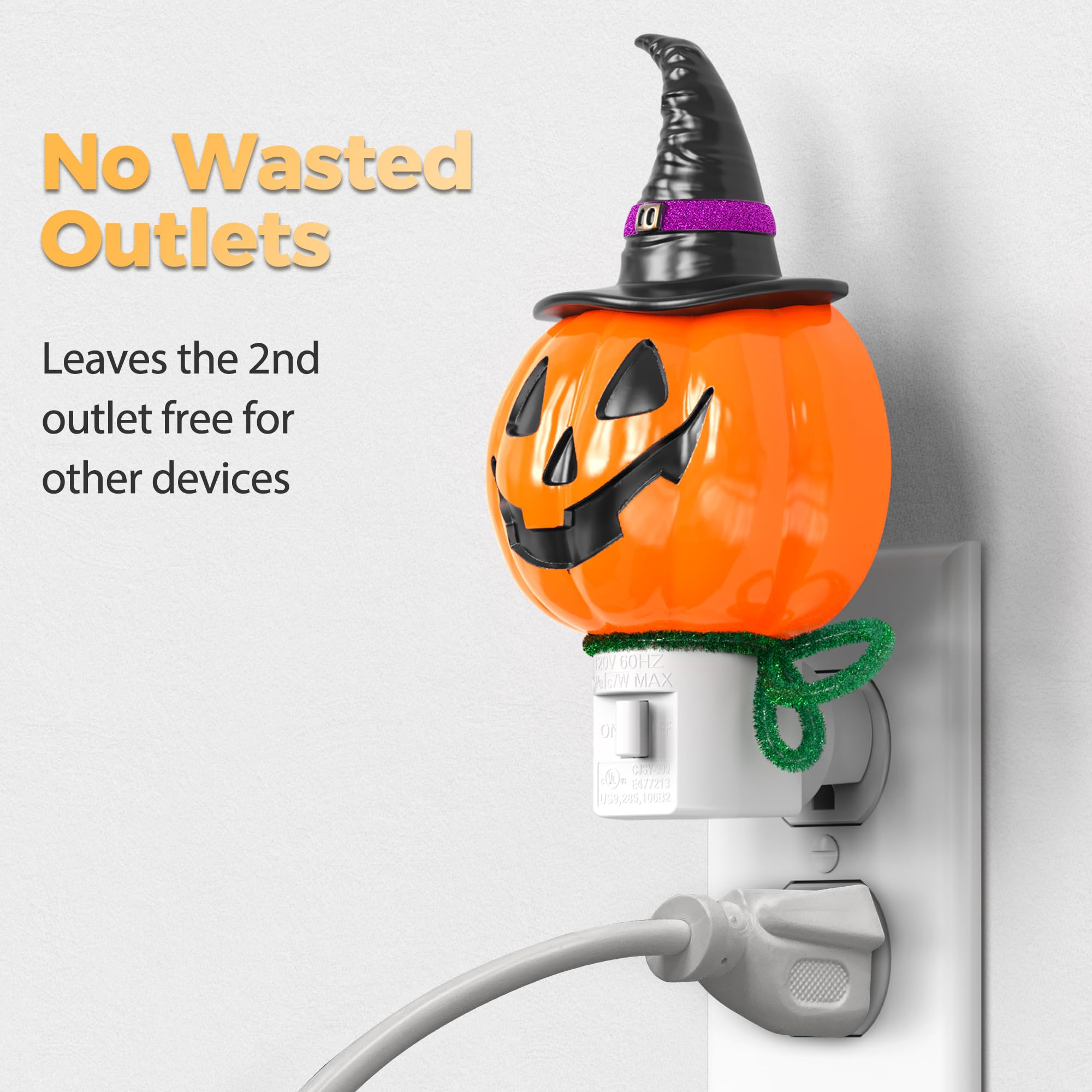 DORESshop Pumpkin Night Light, 3000K Warm White, 2 Pack, Plug-in, 360? Rotatable, Cute Halloween Decor for Kids