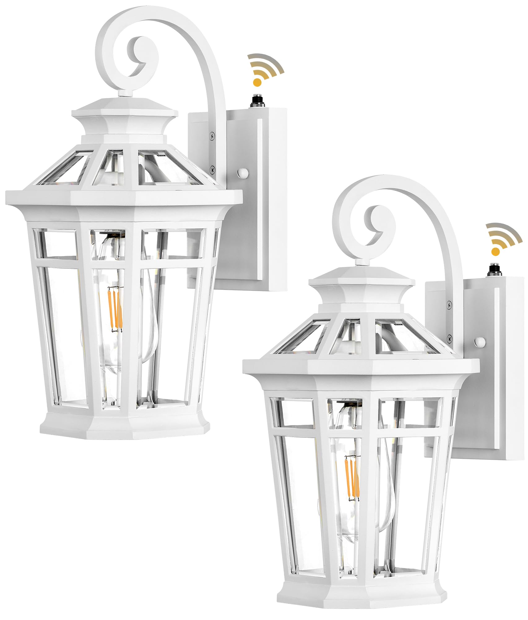 OPAXIS Outdoor Porch Lights, 2-pack White Outdoor Light Fixture Wall Mount, Dusk to Dawn Outdoor Sconce light, Anti-rust Exterio
