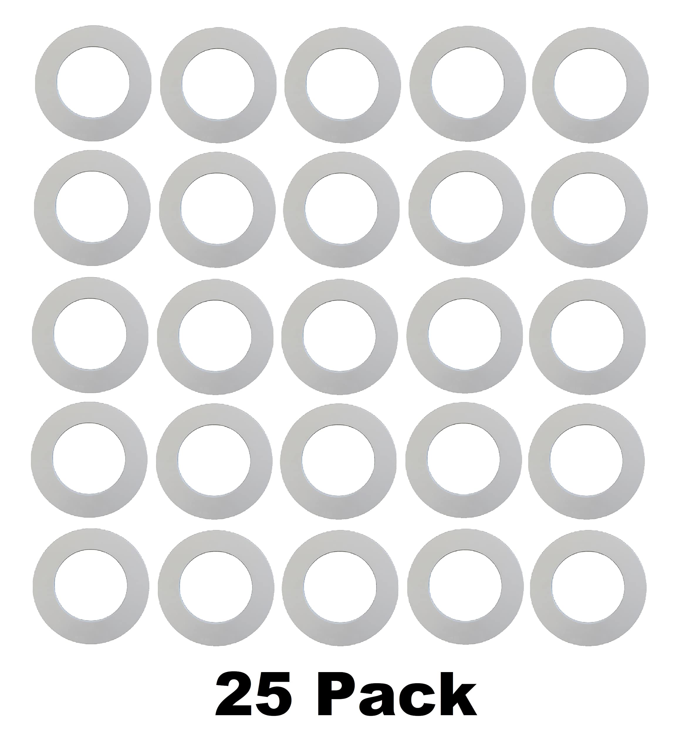 JSP Manufacturing 10in Plastic Trim Rings for Recessed Can Lights, 25 Pack, White
