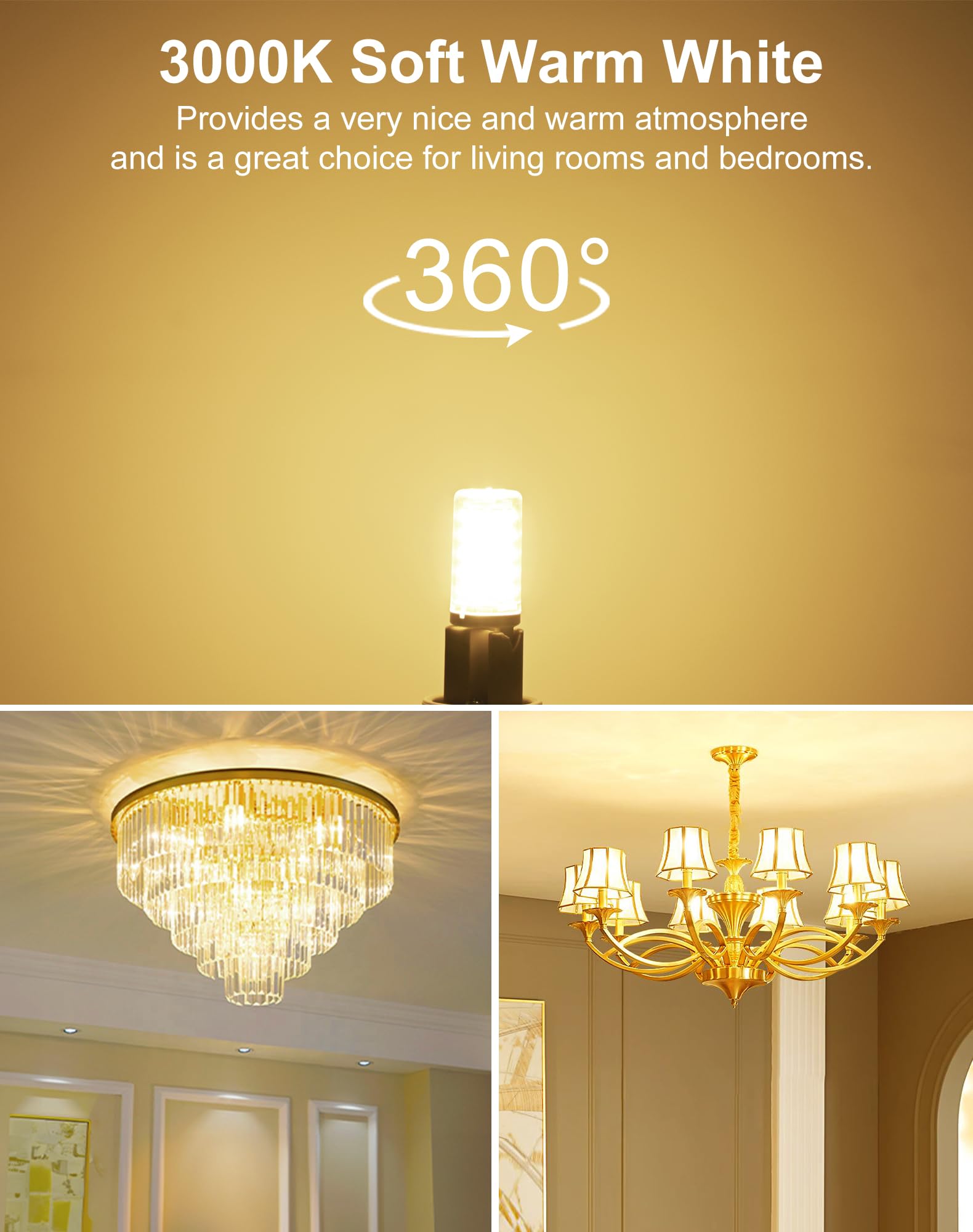 Gohdlamp G9 Led Bulbs Dimmable, 40W Equivalent 120V, 3000K Warm White, 400 Lumens, G9 Light Bulbs For Chandelier, 6 Pack