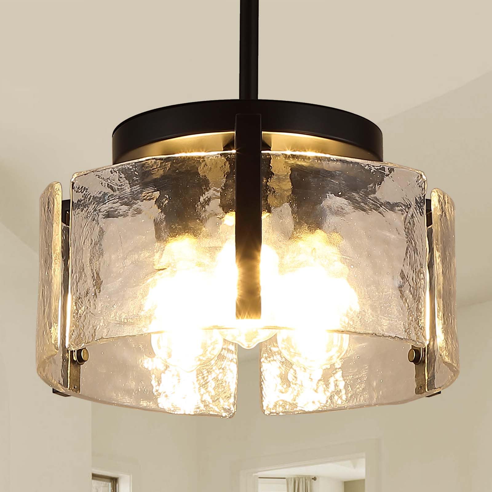 Black Chandeliers for Dining Room Light Fixture  Foyer Lighting Fixtures Pendant Lights Kitchen Island  Adjustable Glass Modern Farmhouse Chandelier for Entryway  Bedroom  Bathroom  Foyer  Living Room