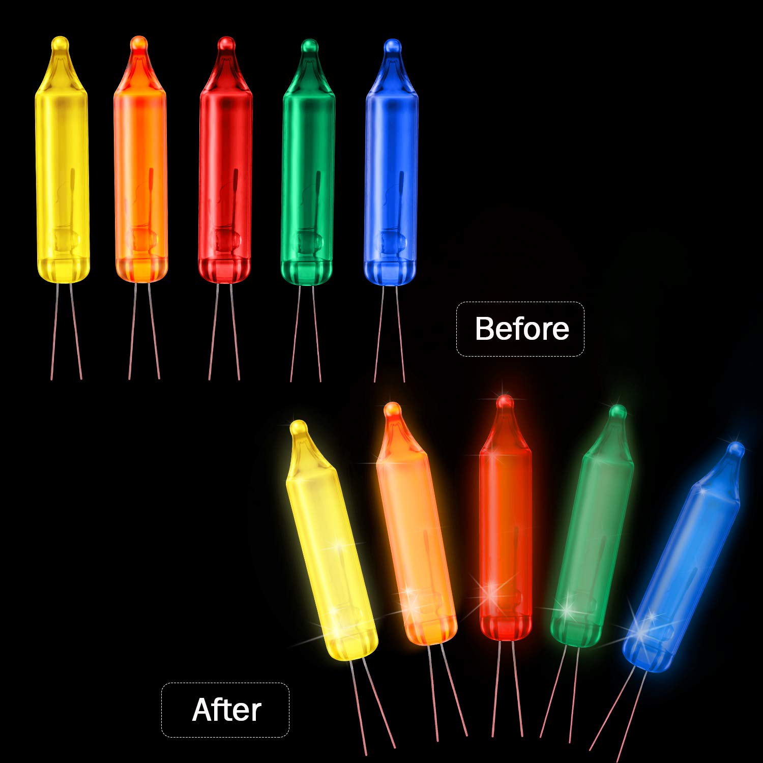 Mudder 200 Count Mini Incandescent String Lights - Multicolor Replacement Bulbs for Indoor/Outdoor Xmas Tree Decorations