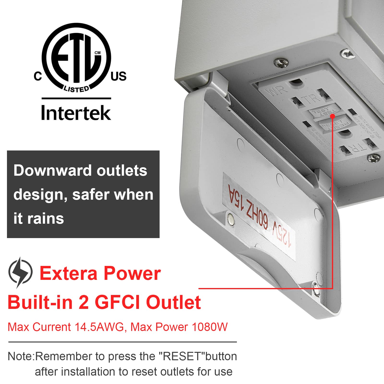 2 Pack Porch Lights With Gfci Outlet,Dusk To Dawn Motion Sensor Outdoor Lights,3 Lighting Modes White Front Door Lights,Waterpro