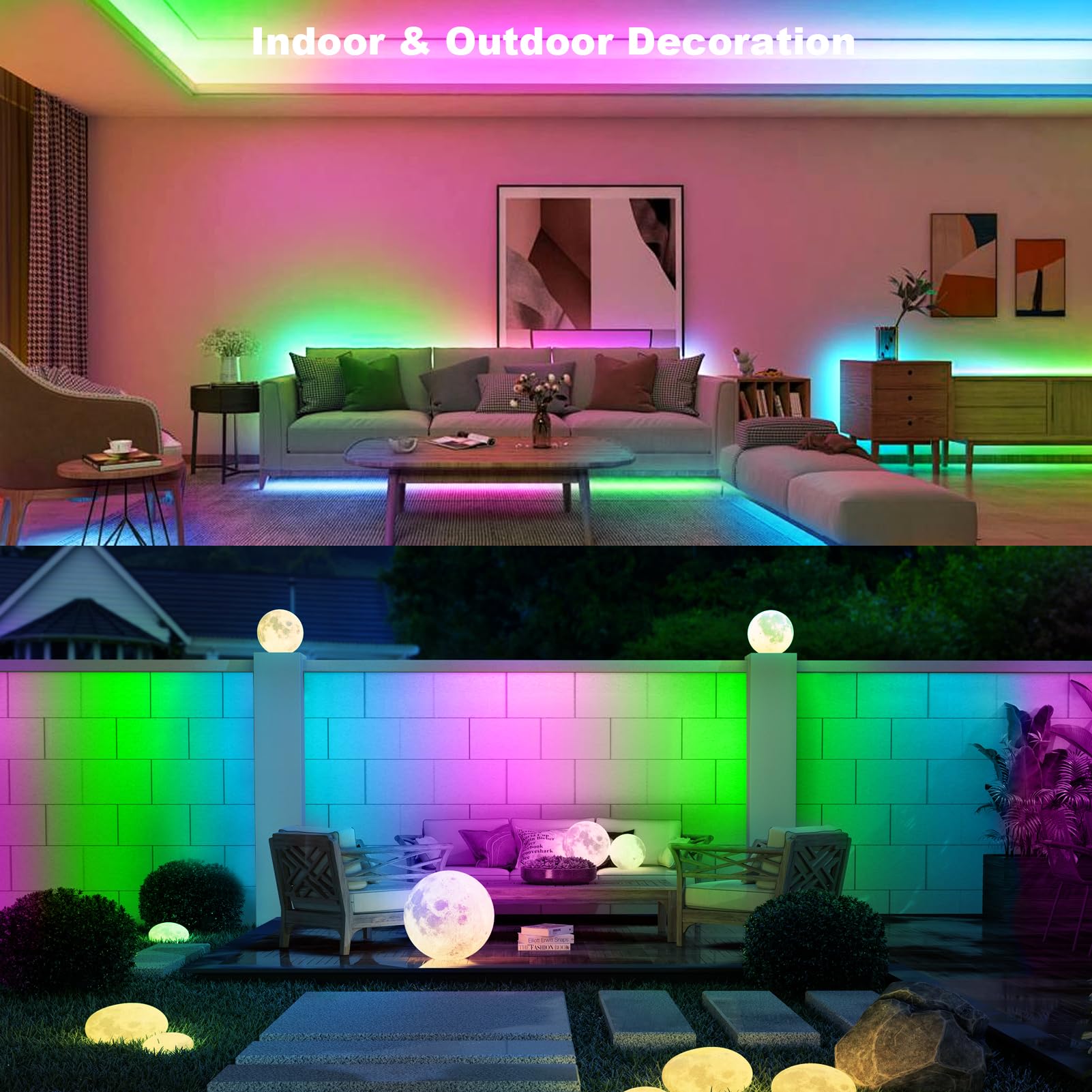 Smart Direct Rgb Led Strip Lights, 9.8Ft, 90 Leds, Battery Operated, Waterproof, Multicolor, Remote Timer, Dimmable For Indoor/Outdoor Use