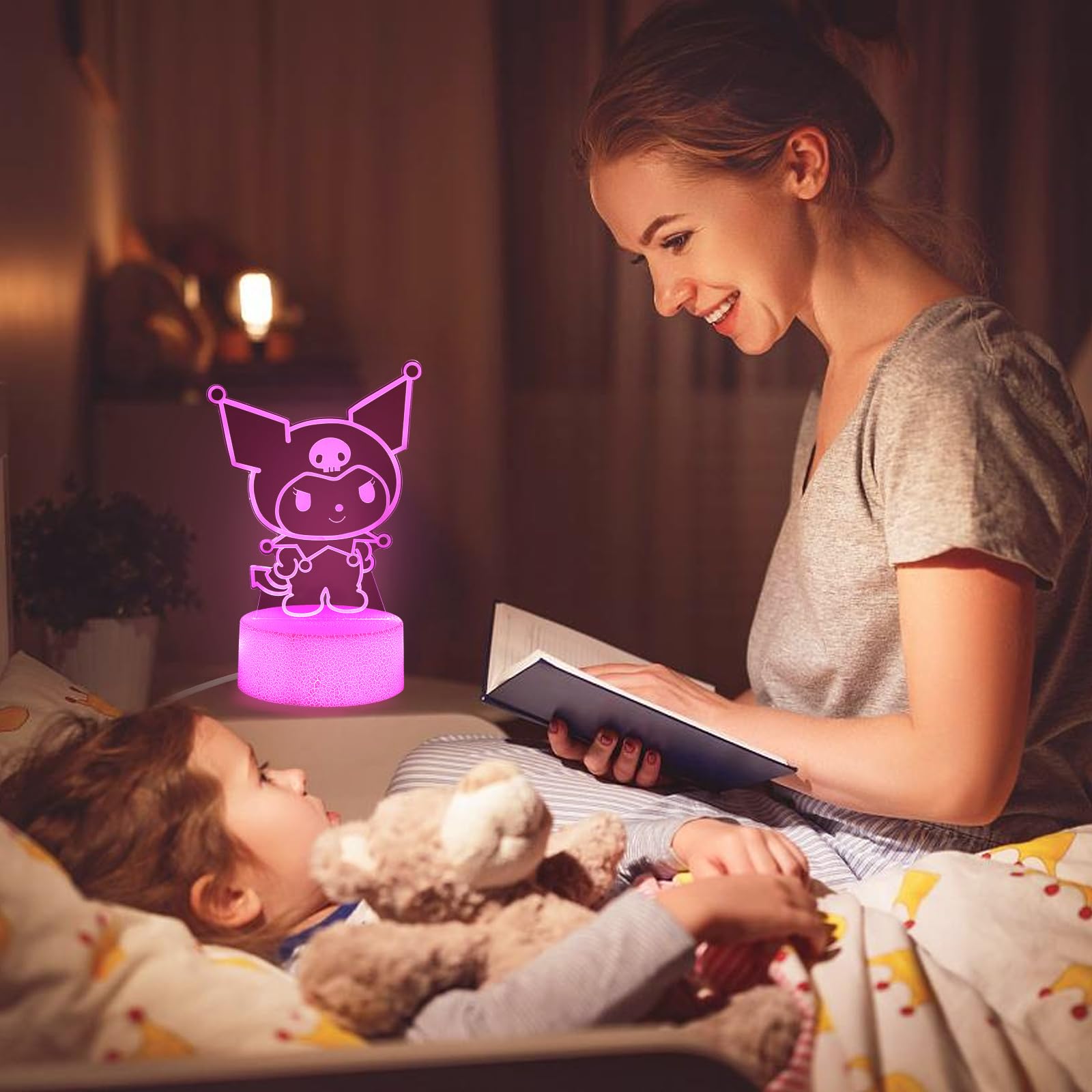 Sunduck Pink Kawaii Night Light With Corded Control- Cute Dreamy Girls Room Decor  Perfect Birthday/Christmas Gift For Kids  Unique Holiday Present