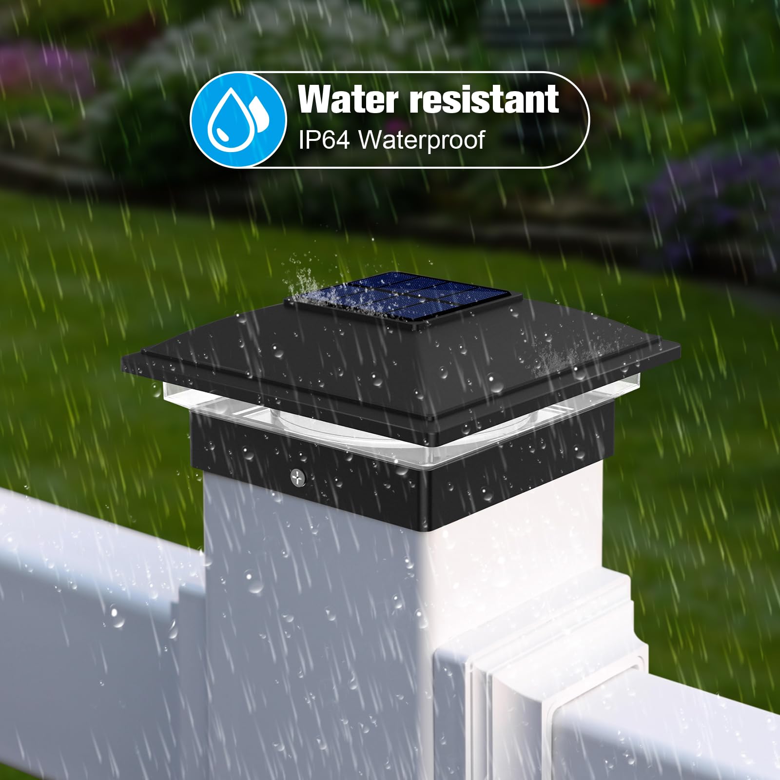 Volisun Solar Post Cap Light Outdoor 6Pack, Waterproof Fence - Deck Cap Light For 4X4 5X5 6X6 Wooden/Vinyl Post, Black Deck Sola