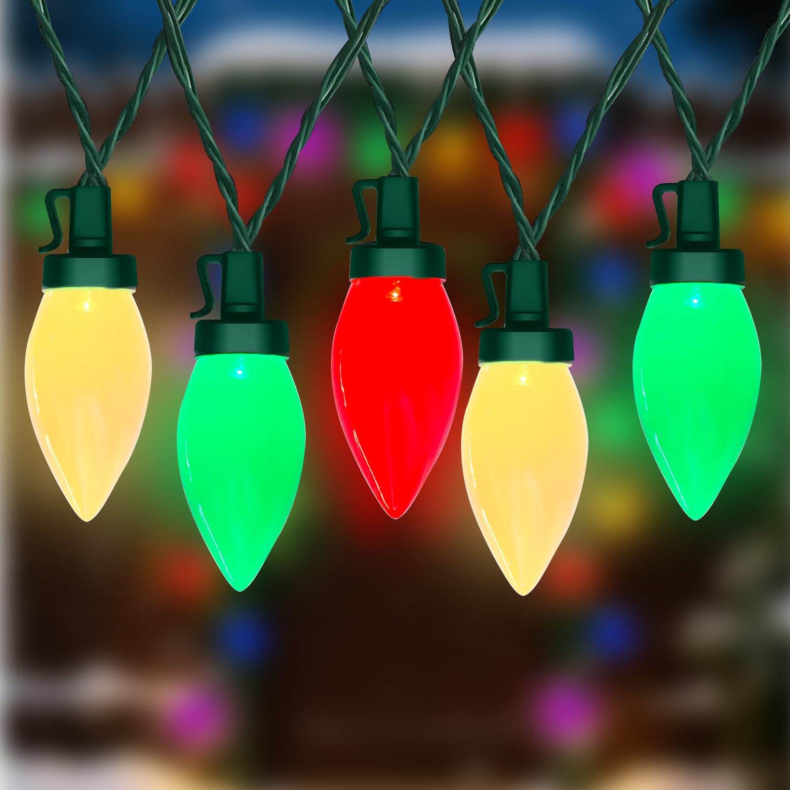 GOOTHY 26FT C9 Christmas String Lights - 50 LED Bulbs, Waterproof, Red/Green/White Outdoor Decor for Tree, Patio, Party, Garden