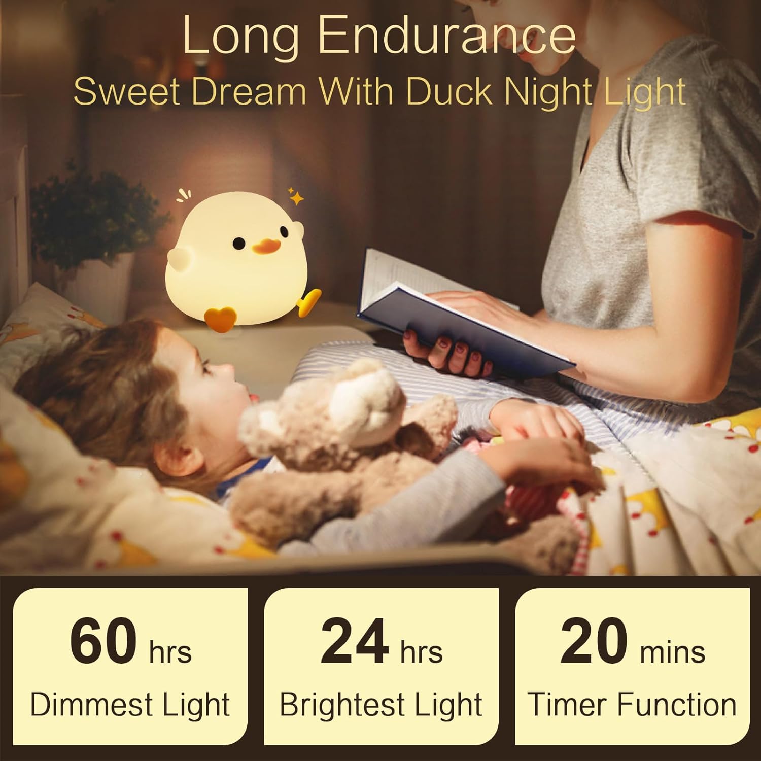 Night Light Cute Tangerine Led Squishy Novelty Animal Night Lamp Dimmable Soft Silicone Nursery Nightlight For Kids  Rechargeable Bedroom Touch Lamp  Dorm Decor  Baby Boys Girls Gift (Dodo Duck)