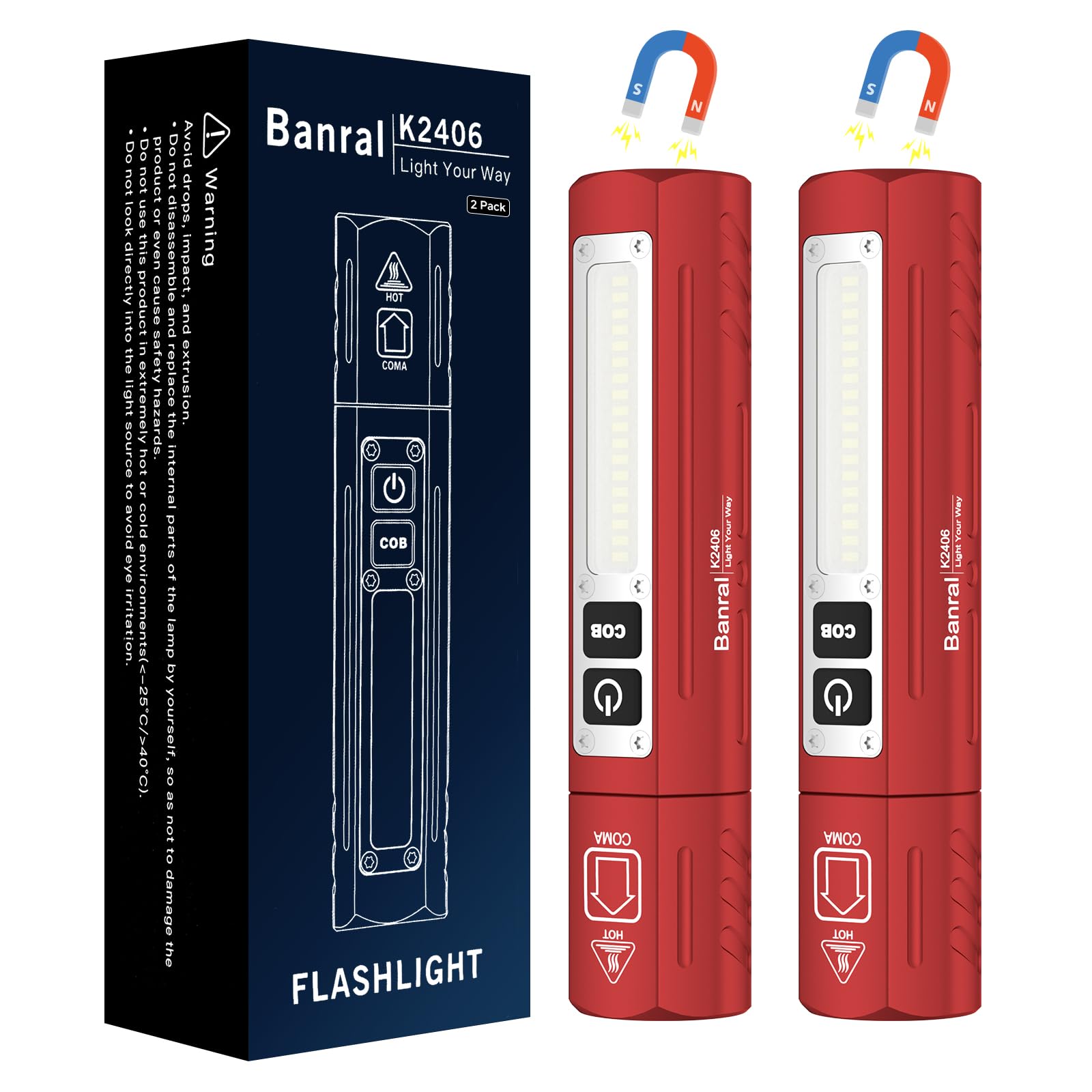Banral Rechargeable Tactical Flashlights High Lumens - Super Bright Small Powerful LED Magnetic USB C Flashlight, 8 Modes, Dual 