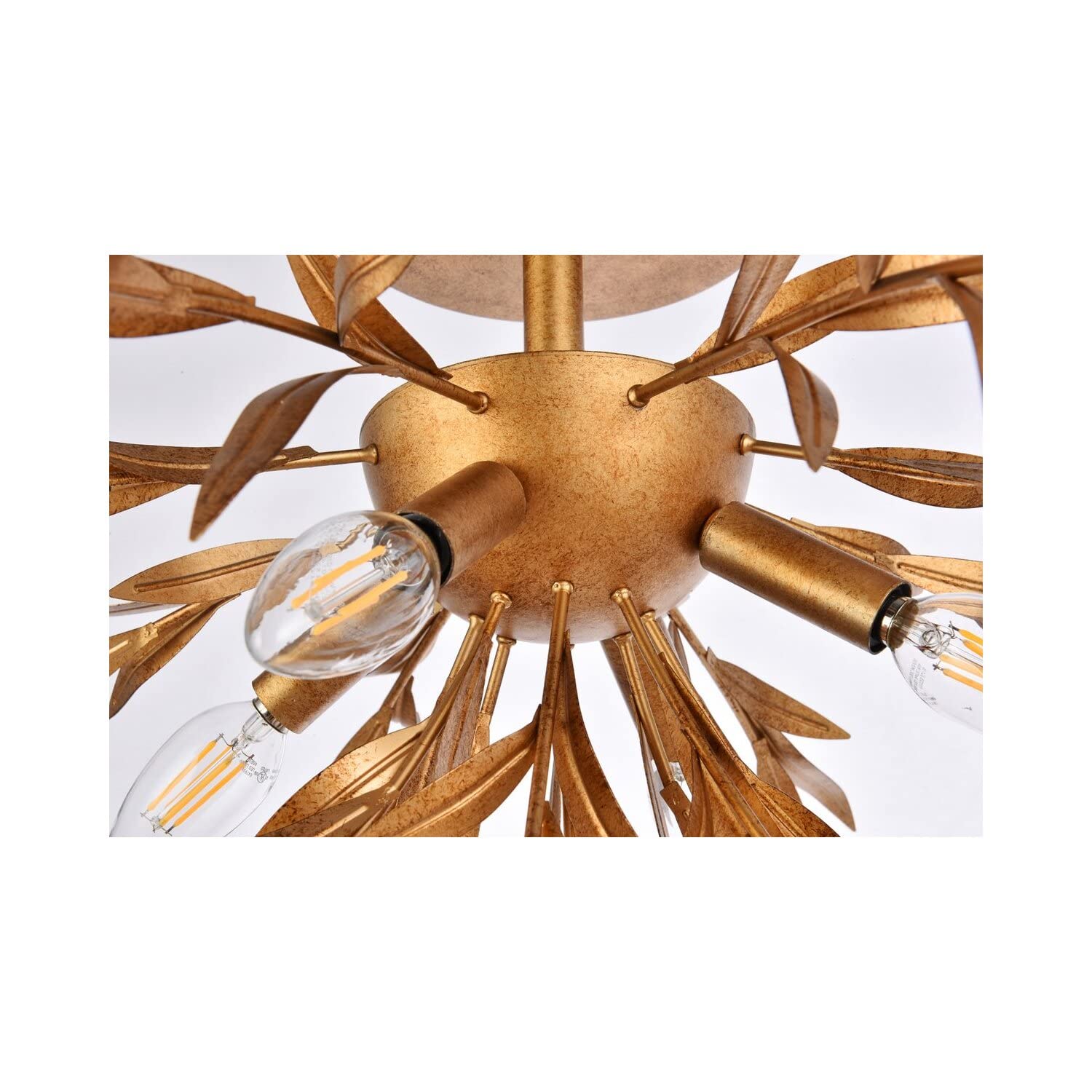 Living District Priscilla 4-Light Mid-Century Metal Flush Mount in Gold Leaf