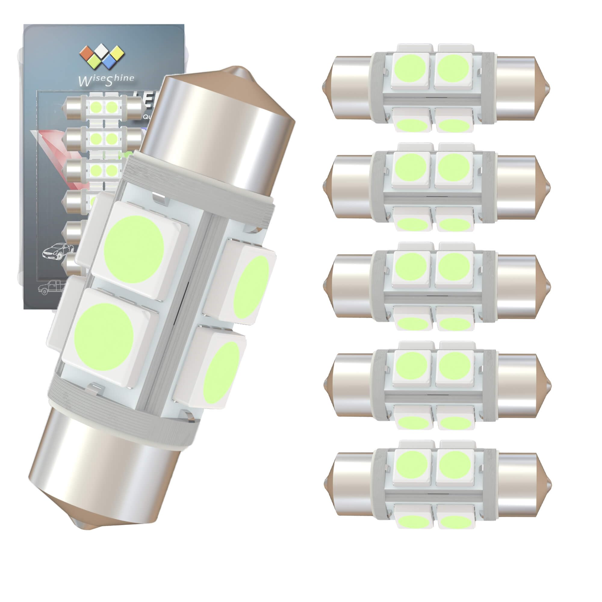 Wiseshine DC 12V 36mm 6418 LED Bulbs,Festoon LED Car Bulb Ice Blue,C5W LED Bulb for Boat RV Automotive Interior Dome Glove box T