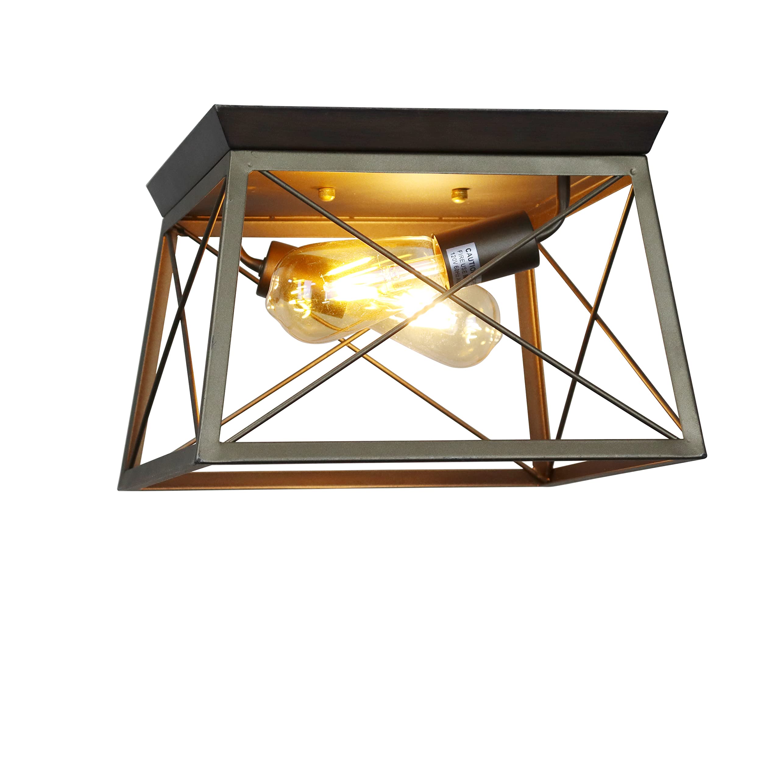 Chloe Lighting Two-Toned Metal Ceiling Flush Fixture 12in Wide, Model CH6H301TT12-CF2, Farmhouse-Style, 2 Light