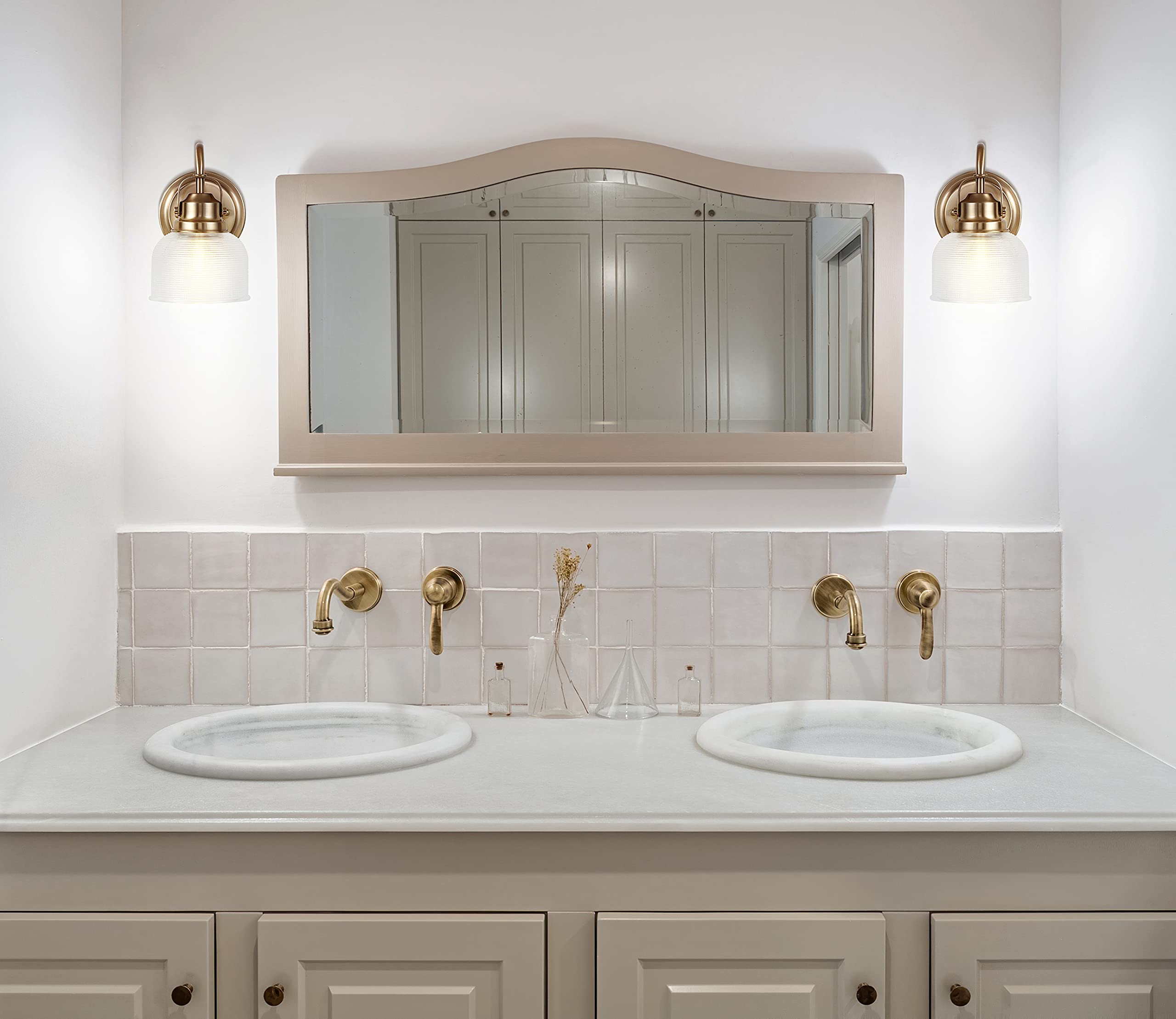 JONATHAN Y Virginia 1-Light LED Vanity Light Brass Gold Metal/Glass JYL7407B