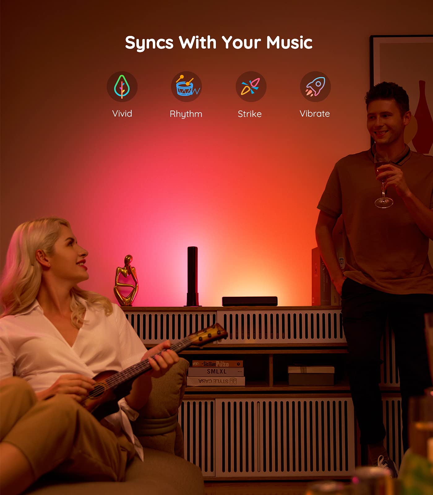 Govee Smart Light Bars, RGBICWW Smart LED Lights with 12 Scene Modes and Music Modes, Bluetooth Color Light Bar for Entertainmen