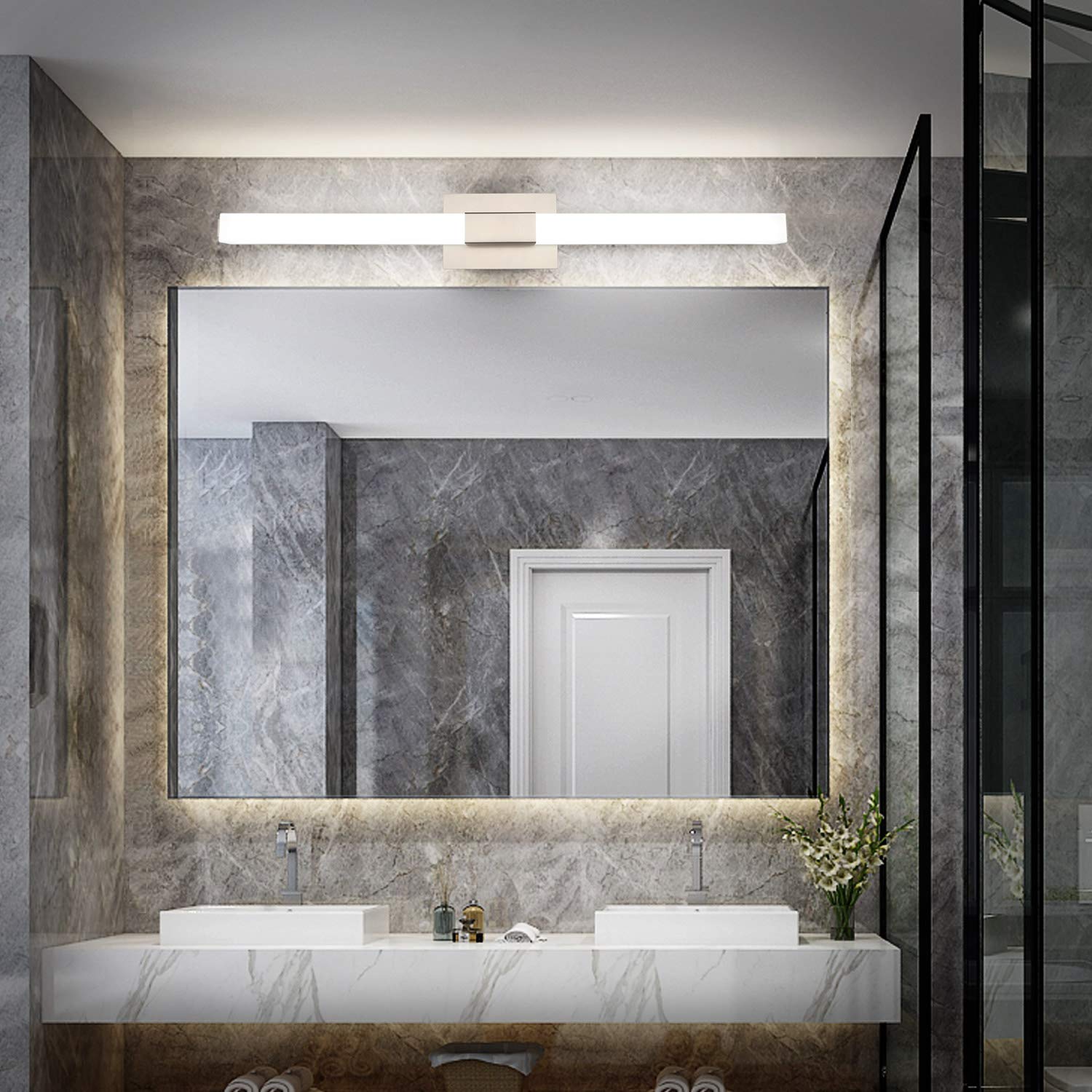 ZUZITO 40in LED Vanity Lights Brushed Nickel 3CCT Dimmable Bathroom Lighting Fixture Model S16001-1000mm-3C