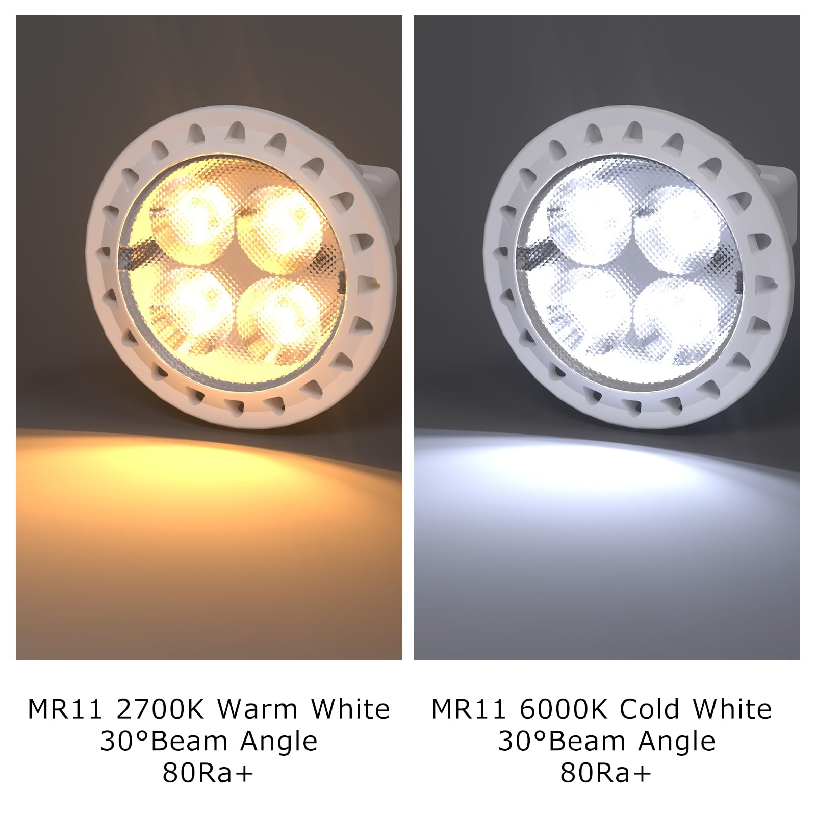 Gohdlamp 6-Pack Mr11 3W Led Bulbs - Daylight White 6000K, Gu4 Bi-Pin Base, 12V Low Voltage Spotlight, Non-Dimmable, Energy-Effic
