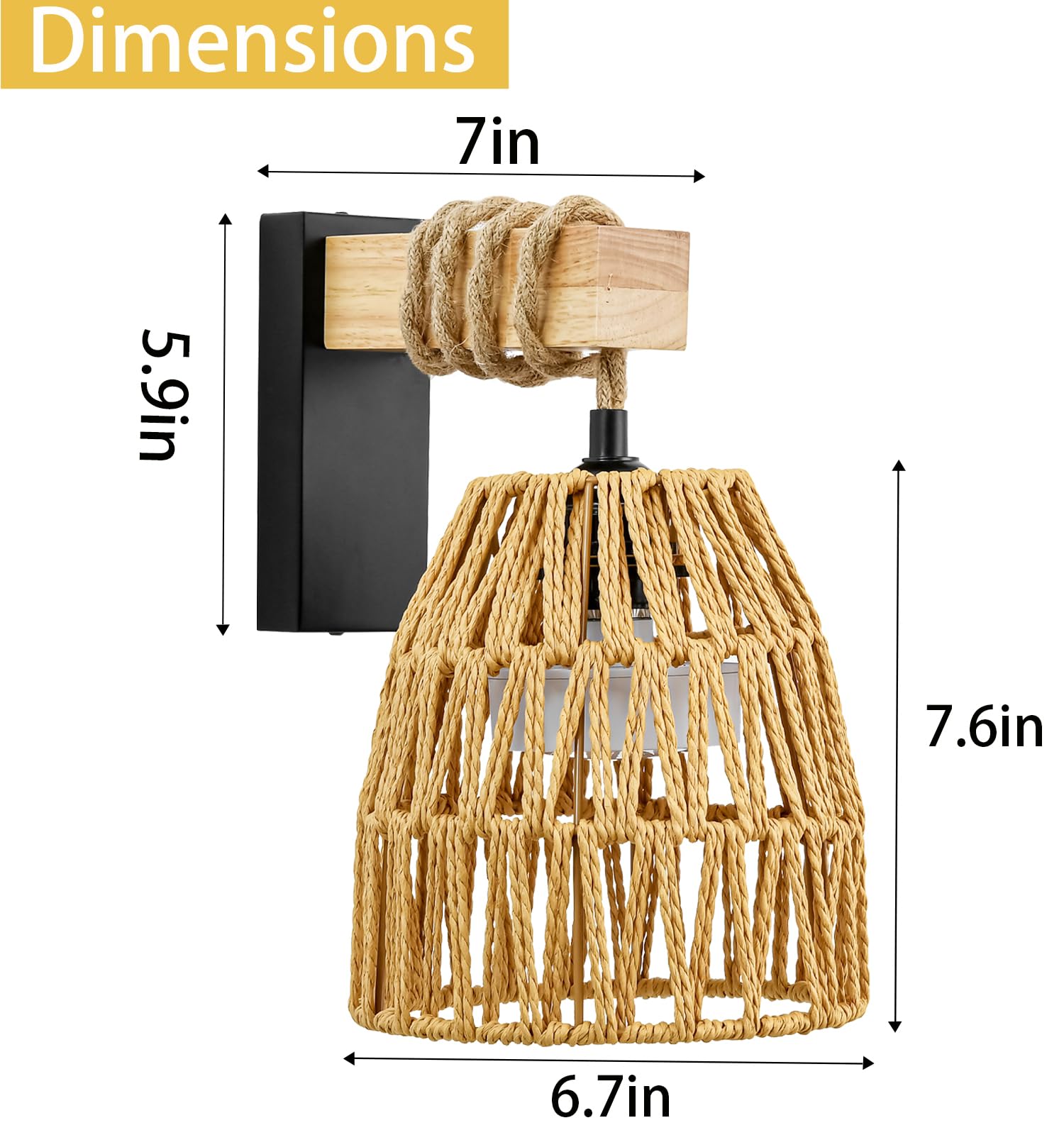 Battery Operated Wall Sconces, Set of 2 Rattan Boho Wireless Sconce with Remote Control, Ideal for Bedroom, Living Room, Entrywa