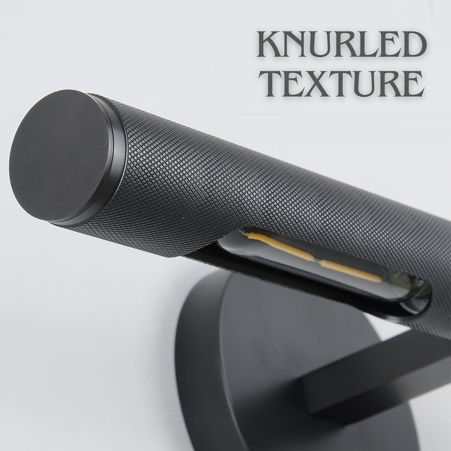Hard-Wired Knurled Picture Light, 19In Black Picture Light For Wall, Dimmable Art Light, Rotatable 360 Picture Frame Light, Pain