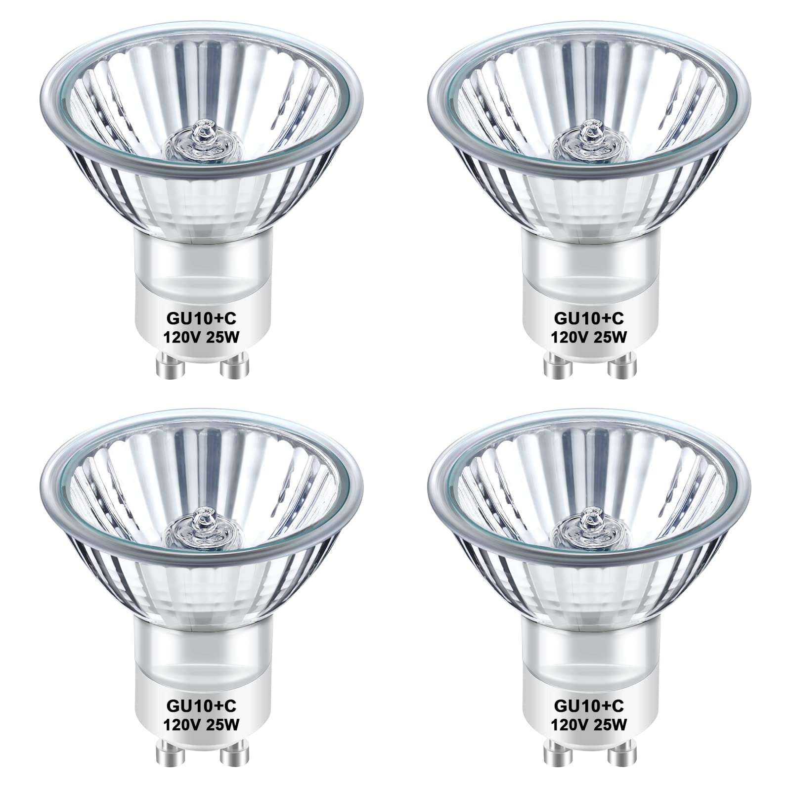TAIYALOO GU10 Halogen Bulb 25W Dimmable Warm White Pack of 4, Glass, Model GU10-HB-25W-4p