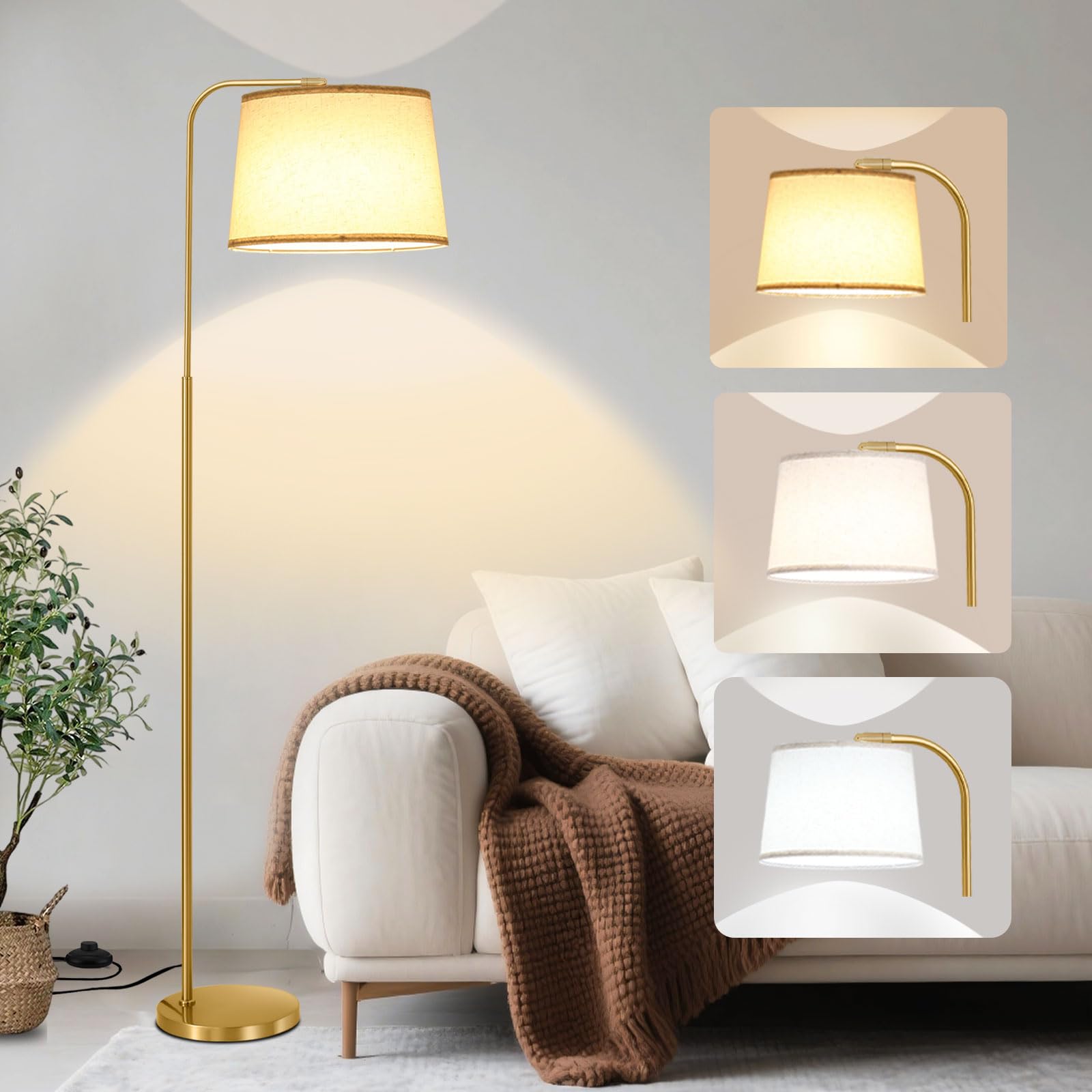 lumsic Arc Floor Lamps for Living Room, Dimmable Modern Floor Lamp for Bedroom, Remote Control Standing Lamps with Adjustable Li