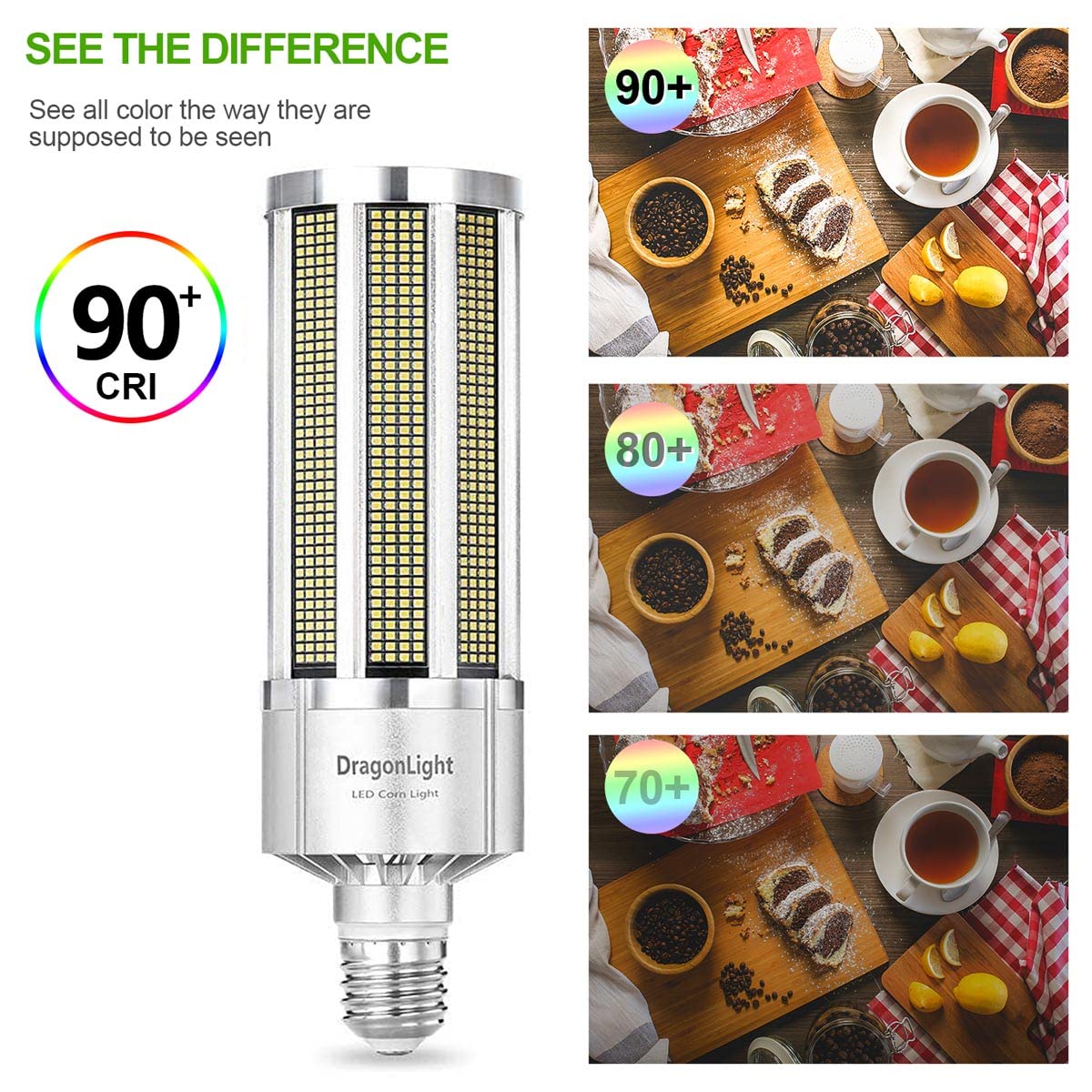 Dragonlight 240W Studio Grade Corn Led Light Bulb Fanless (1200 Watt Metal Halide/Hid/Hps Replacement) E39 Large Mogul Base Led