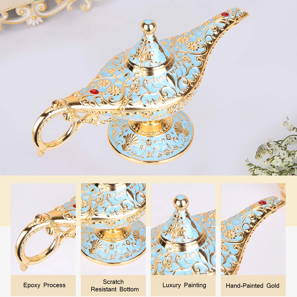 ANQIA Vintage Aladdin Genie Lamp - Zinc Alloy Table Decoration & Gift - Light Blue