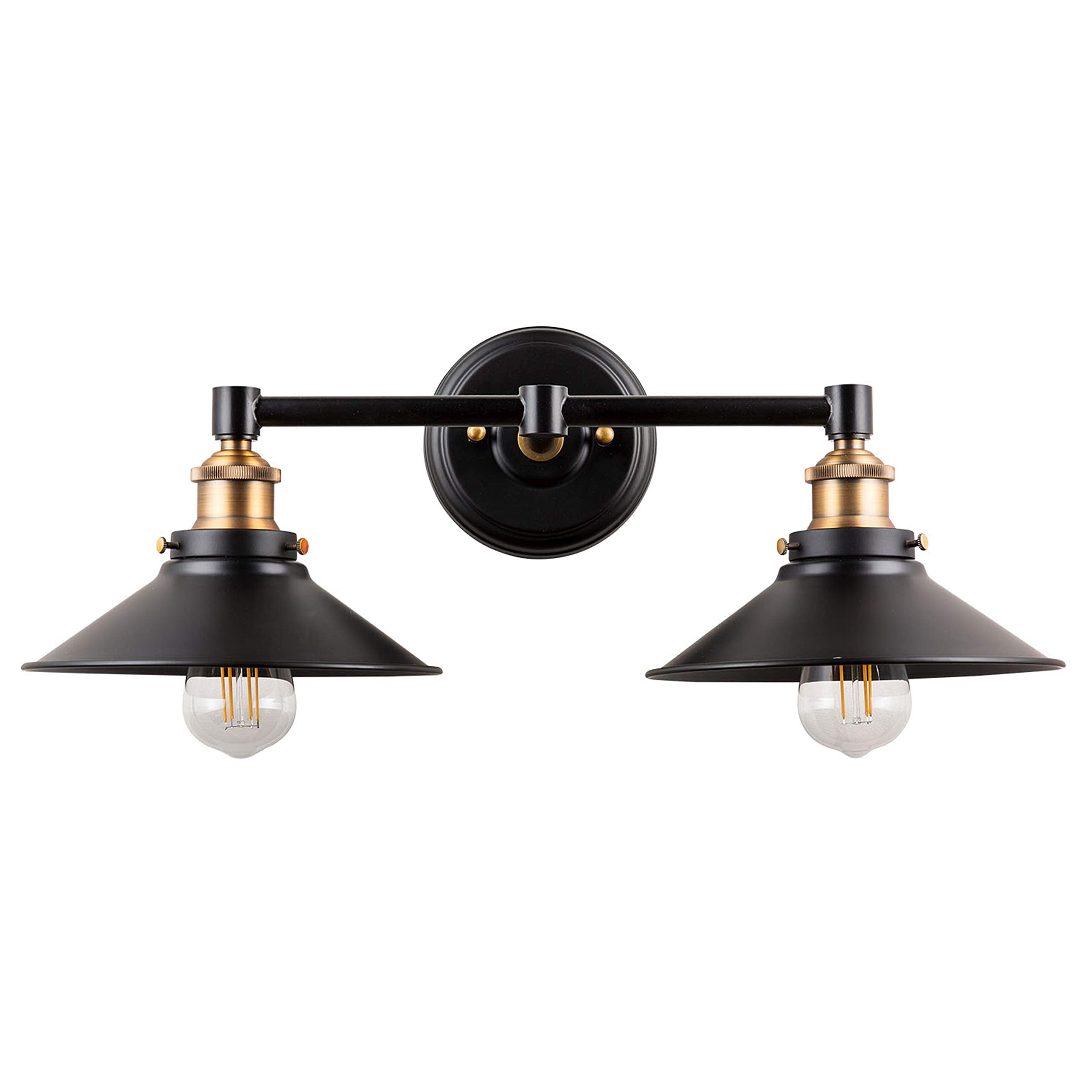 Linea Di Liara Andante 2 Light Bathroom Vanity Light Industrial Gold And Matte Black Light Fixtures Above Mirror Light Farmhouse