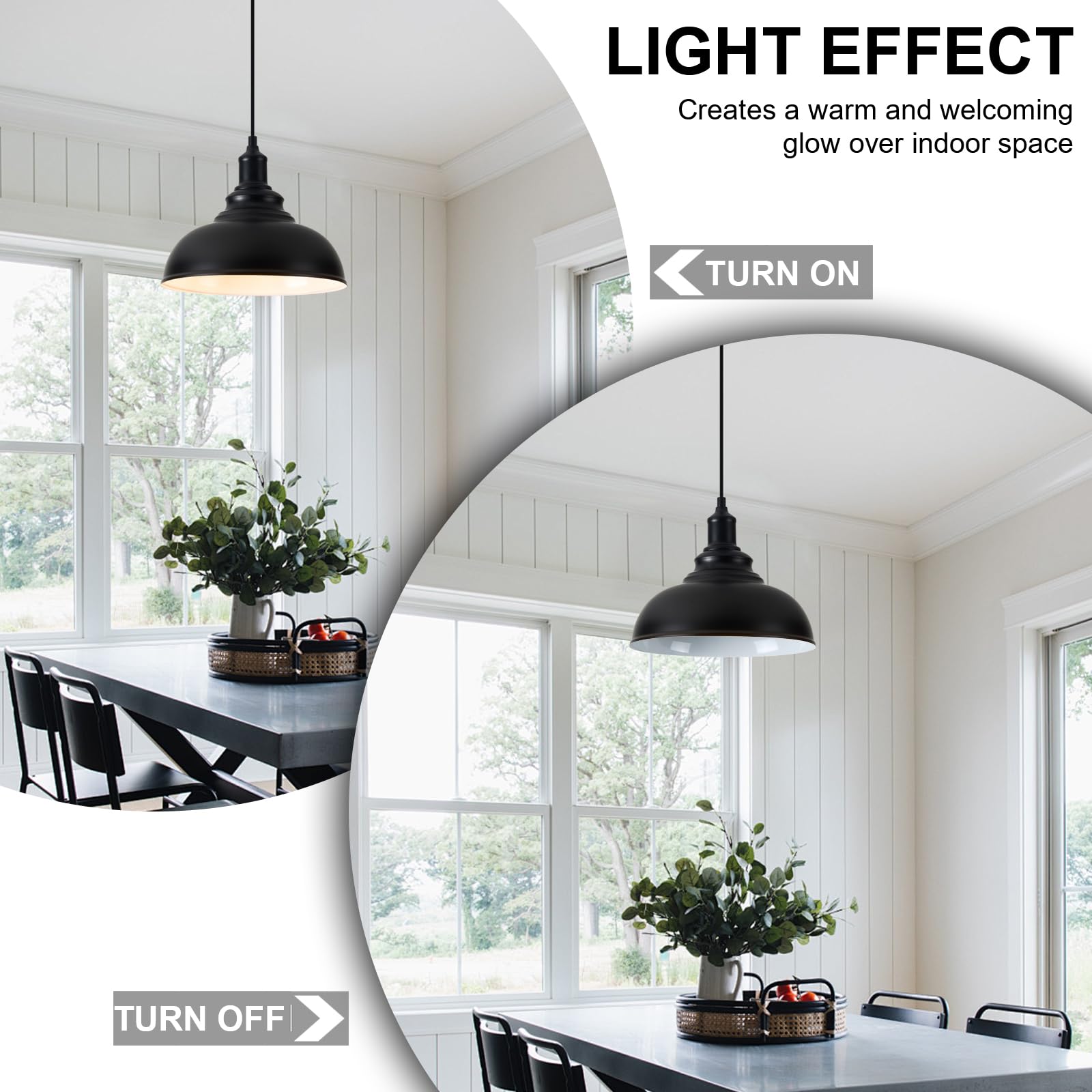 Alaislyc 2 Pack Black Farmhouse Pendant Lights - Adjustable Industrial Hanging Lamps For Kitchen Island