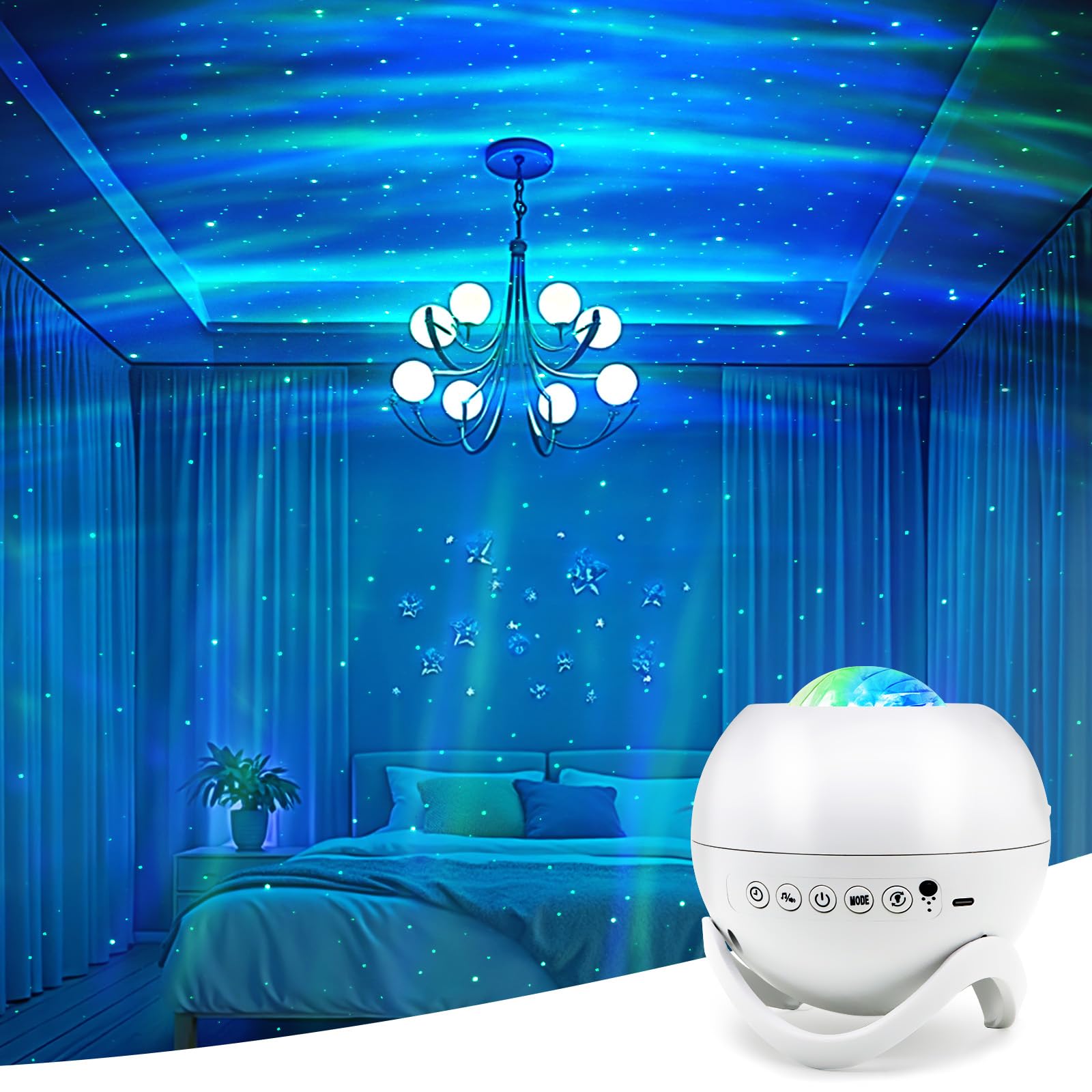 Star Projector Galaxy Projector for Bedroom  White Noise Bluetooth Speaker Northern Lights Projector  Suitable Gaming  Home Theater  For Mature Users  Christmas Mood Night Light