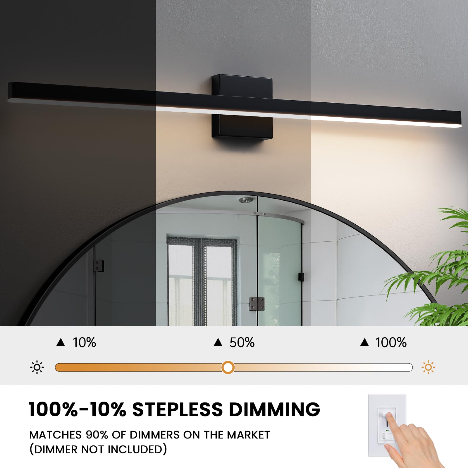 Kaisite Black Vanity Light For Bathroom Above Mirror 39 Inch Led 5Cct Bathroom Lighting Fixtures Dimmable Modern Bath Wall Light Fixture Over Mirror