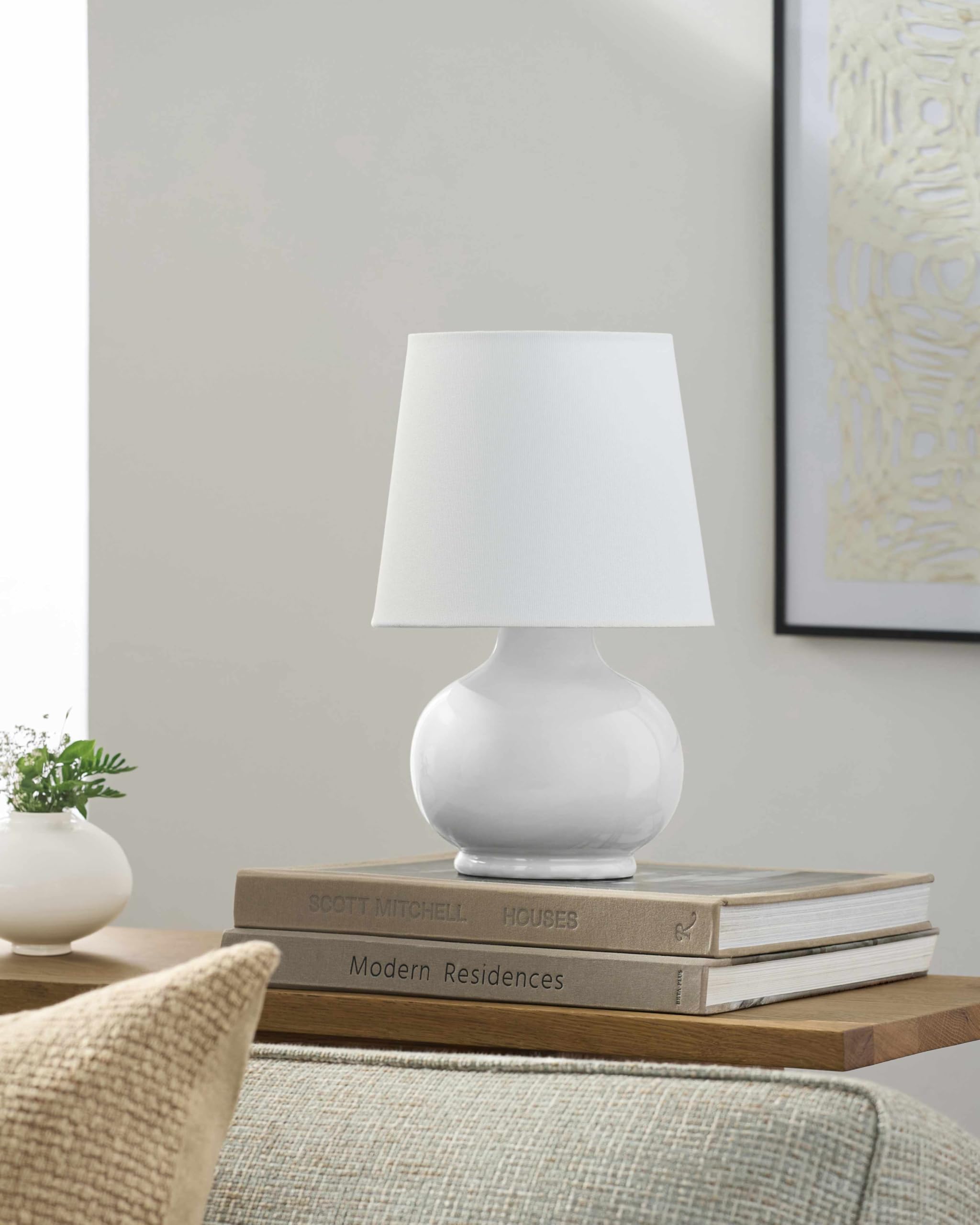 BoutiqueRugs Theisseil Boho Ceramic Bedside Table Lamp 13inH x 8inW x 8inD - White - Model TXCHMC6