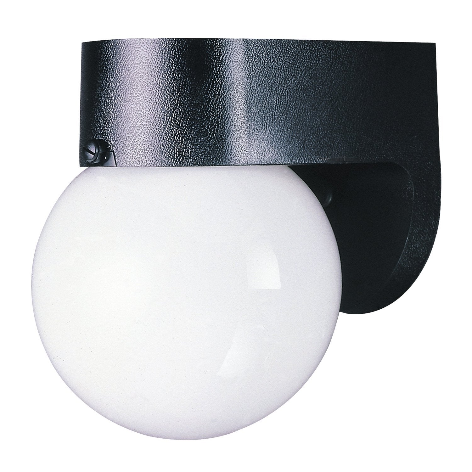 Westinghouse One-Light Outdoor Wall Lantern, Black Polycarbonate, White Glass Globe, Model 6680300