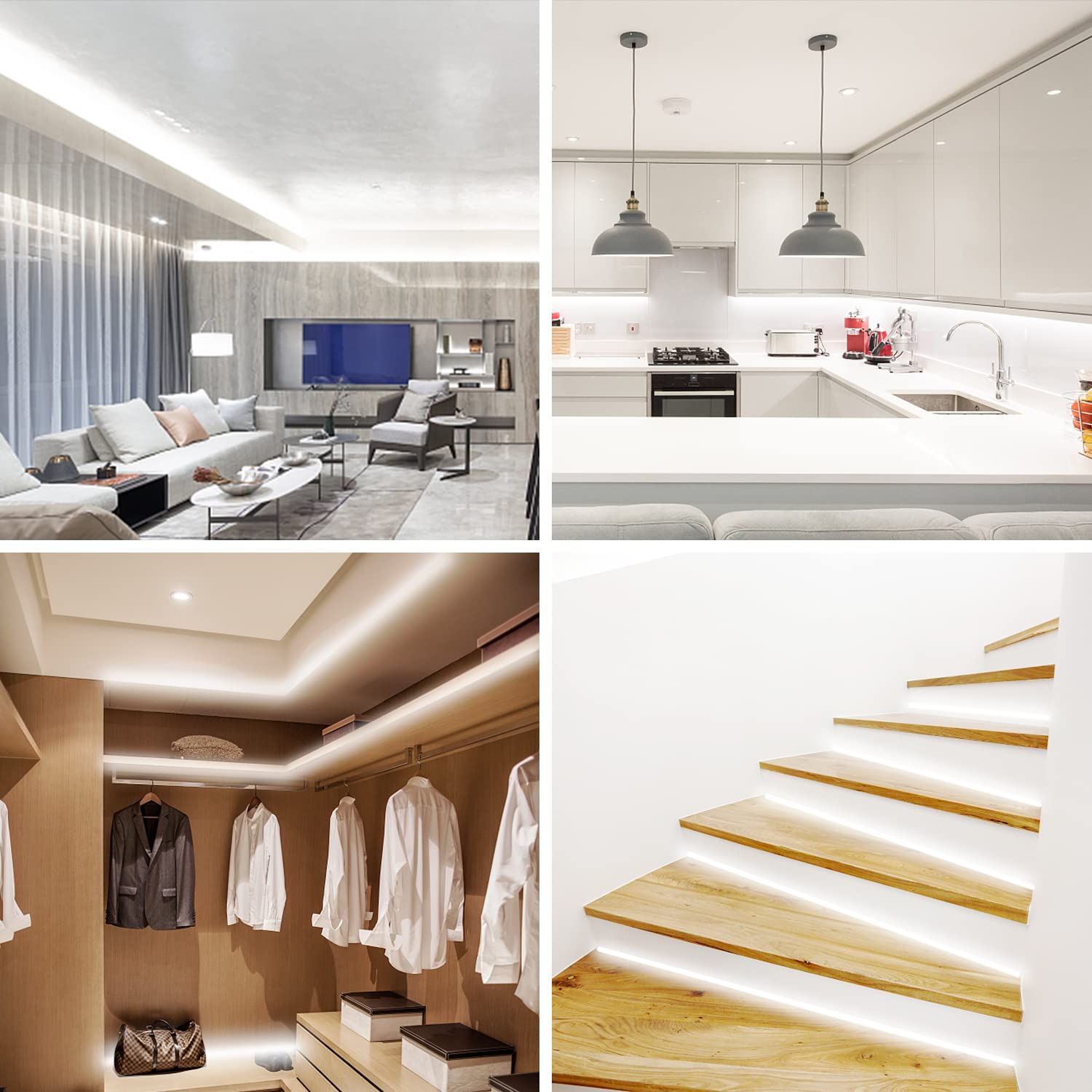 VOLIVO LED Strip Light 50ft Dimmable 6500K Bright Daylight White Flexible Tape for Mirror Kitchen Cabinets Bedroom VLSLW7502