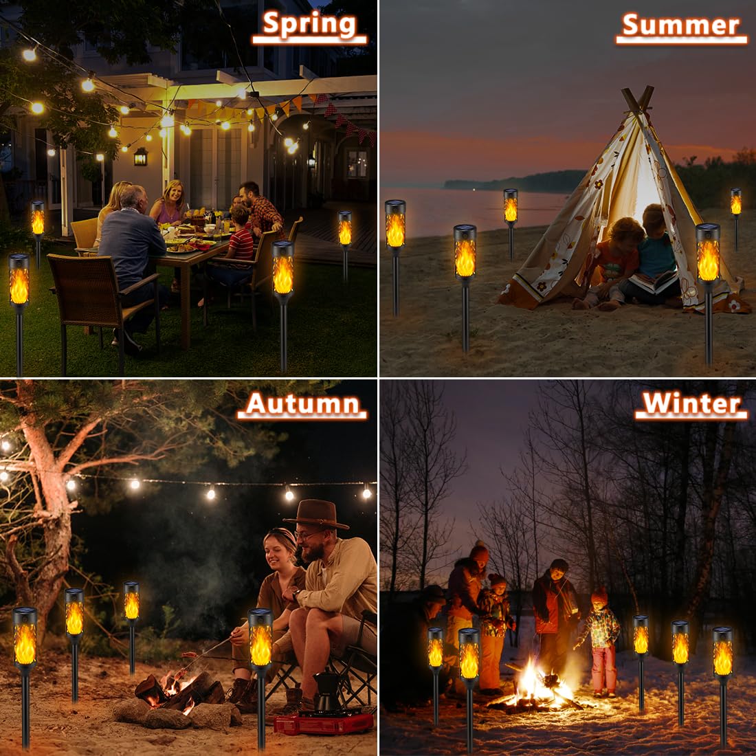 6Pcs Solar Lights Outdoor Waterproof, Solar Tiki Torches with ...
