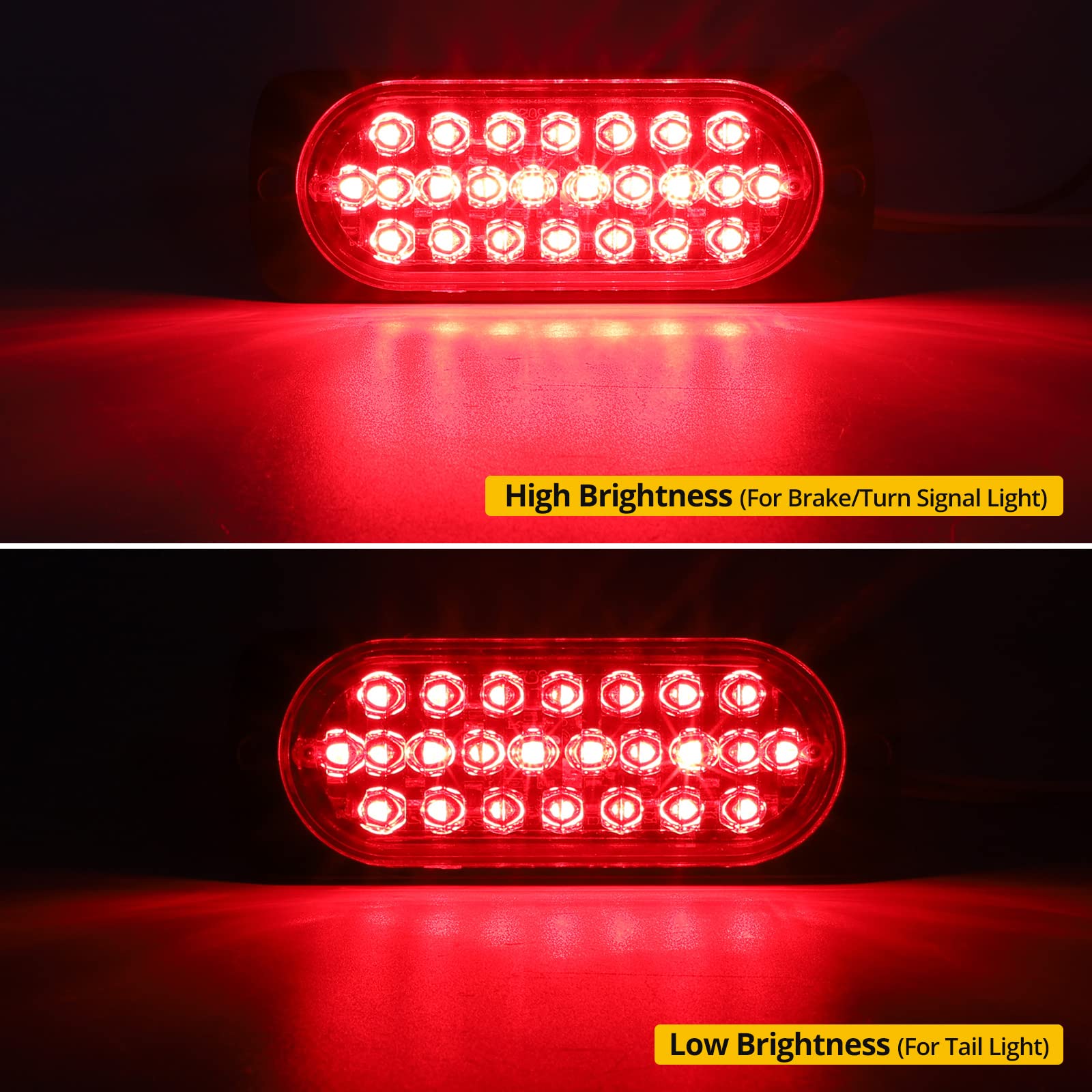 Partsam 2Pcs 4.4'' Red 24 Led Trailer Side Marker Clearance Light, Aluminum Housing Stop/Brake/Turn Signal/Tail Lights For Trail