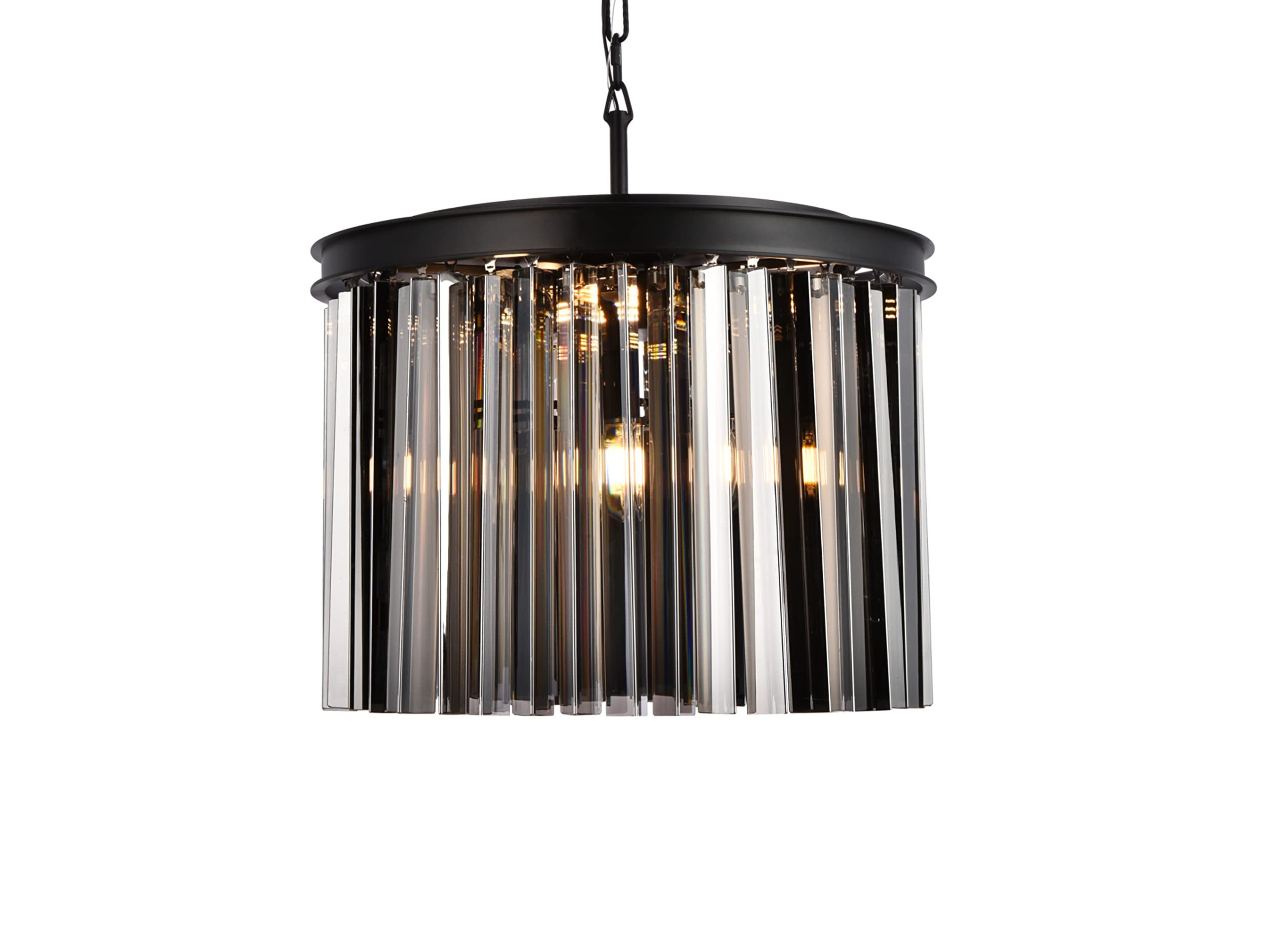 Elegant Lighting 1208D20Mb-Ss-Rc 20 Dia X 135 H In Sydney Pendent Lamp - Mocha Brown- Royal Cut Silver Shade Crystals
