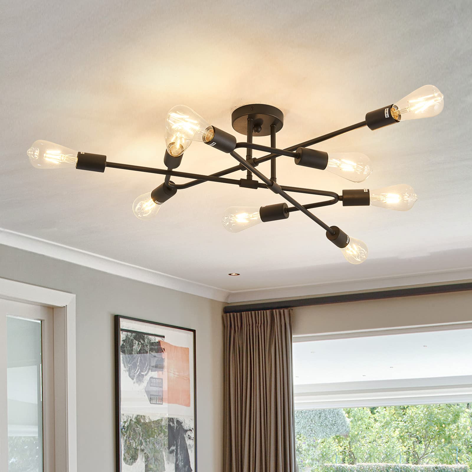 ZGLAOJT Black Semi Flush Mount Ceiling Light Fixture