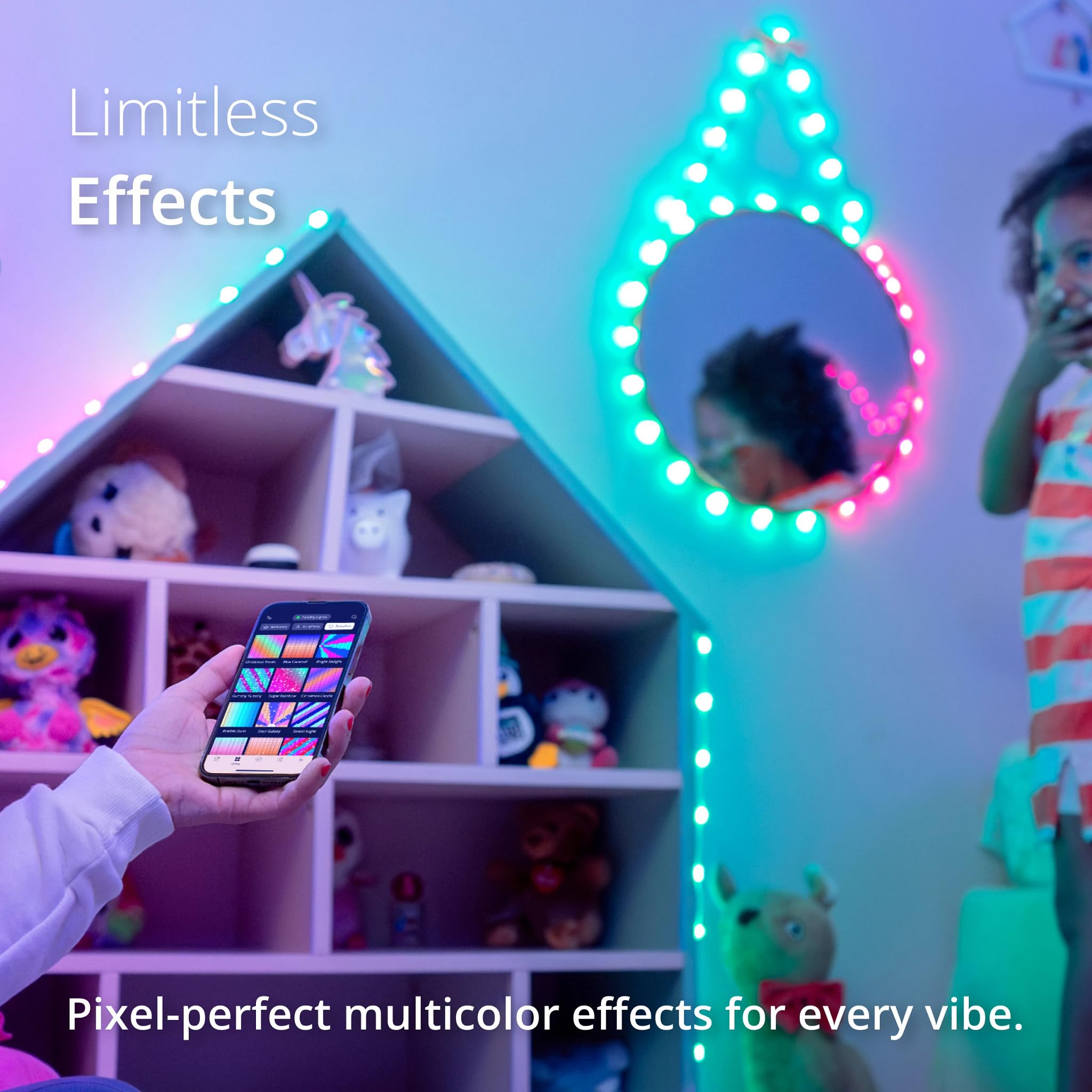 Twinkly Strings USB-C Heart 200 LED, Heart-Shaped LED Light String, RGB Multicolor LED Lights, Valentines Day Lights, Compatibl