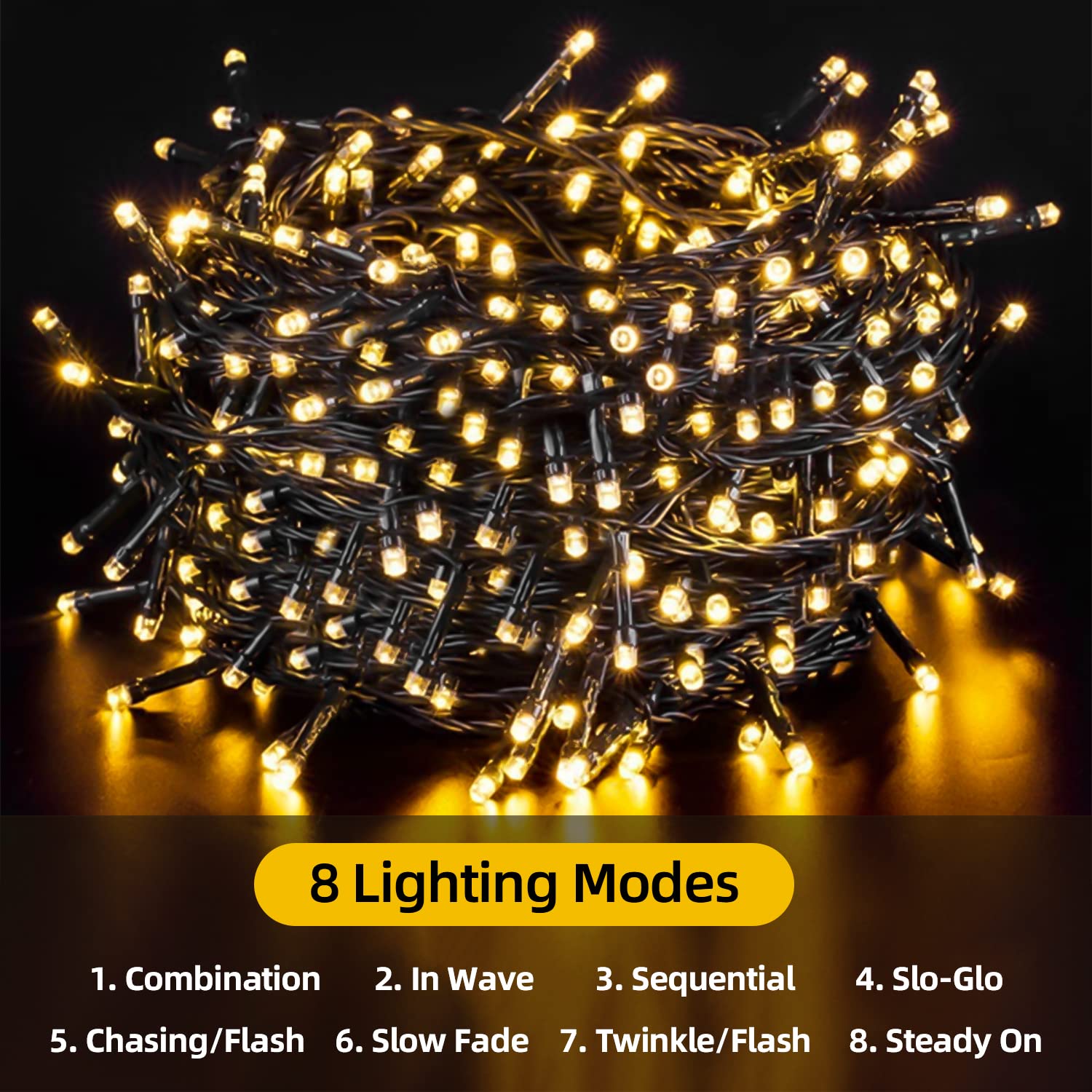 L LAMPOP Solar String Lights 2pack Ultra Bright 100L Waterproof Warm White Plastic Garden Christmas Decorations