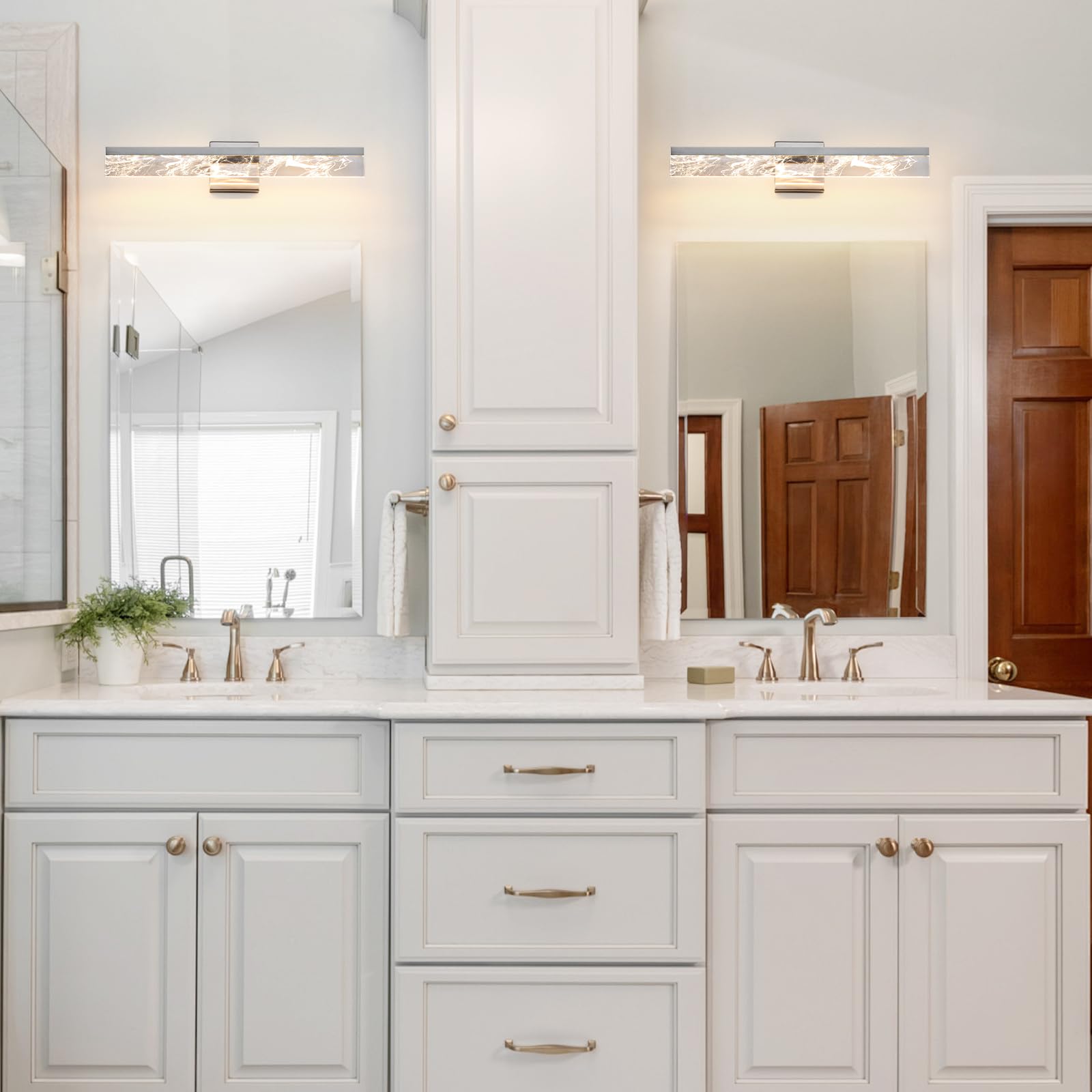 AIJIASI Brushed Nickel Vanity Light, 24 Inch, 18W 3000K LED, Modern Wall Mount, Model 8205WL-24SN-US