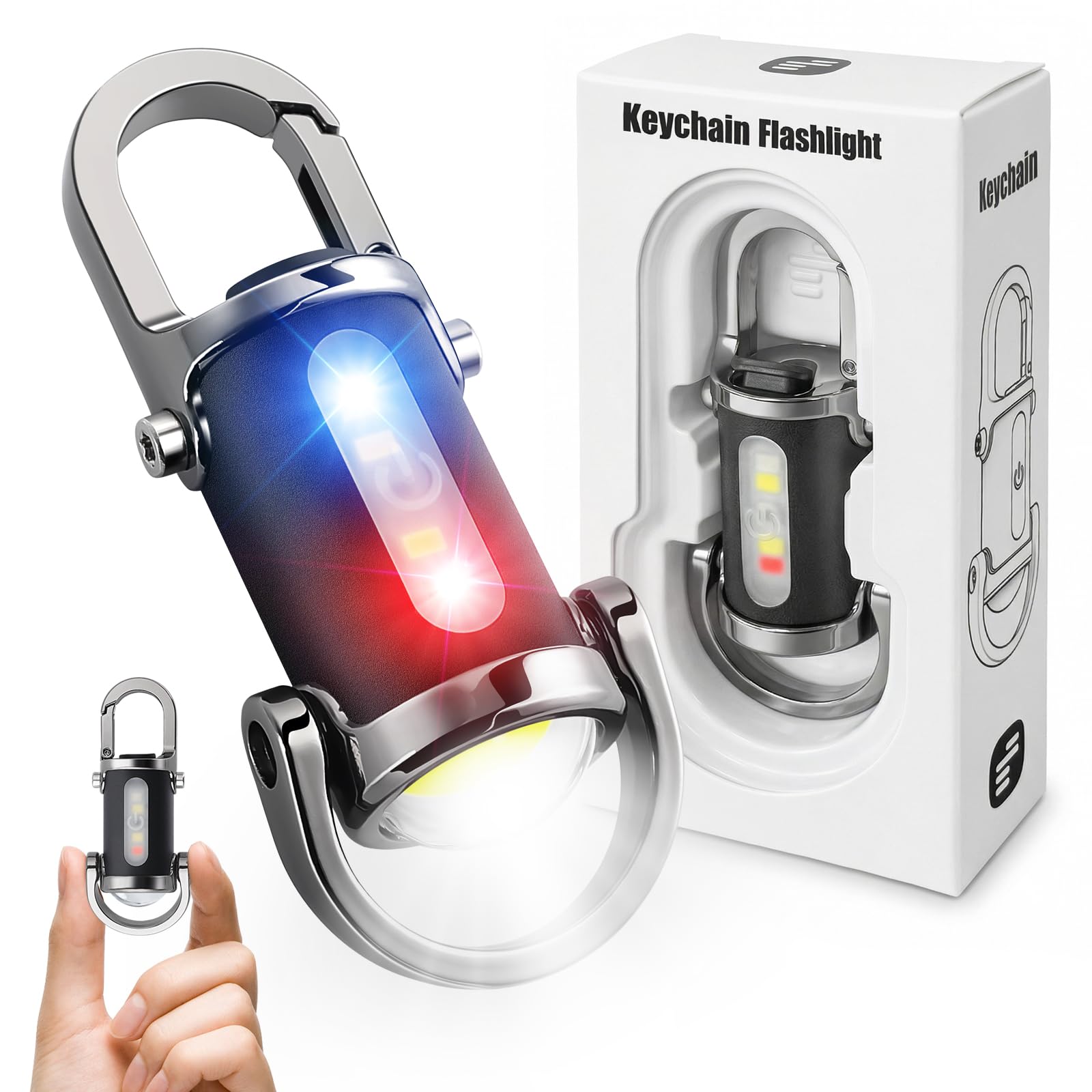 Ciwuzxs Keychain Flashlights Rechargeable, 800 Lumens EDC Mini Flashlights, All-Metal Body COB Keychain Light, Bright Small flas