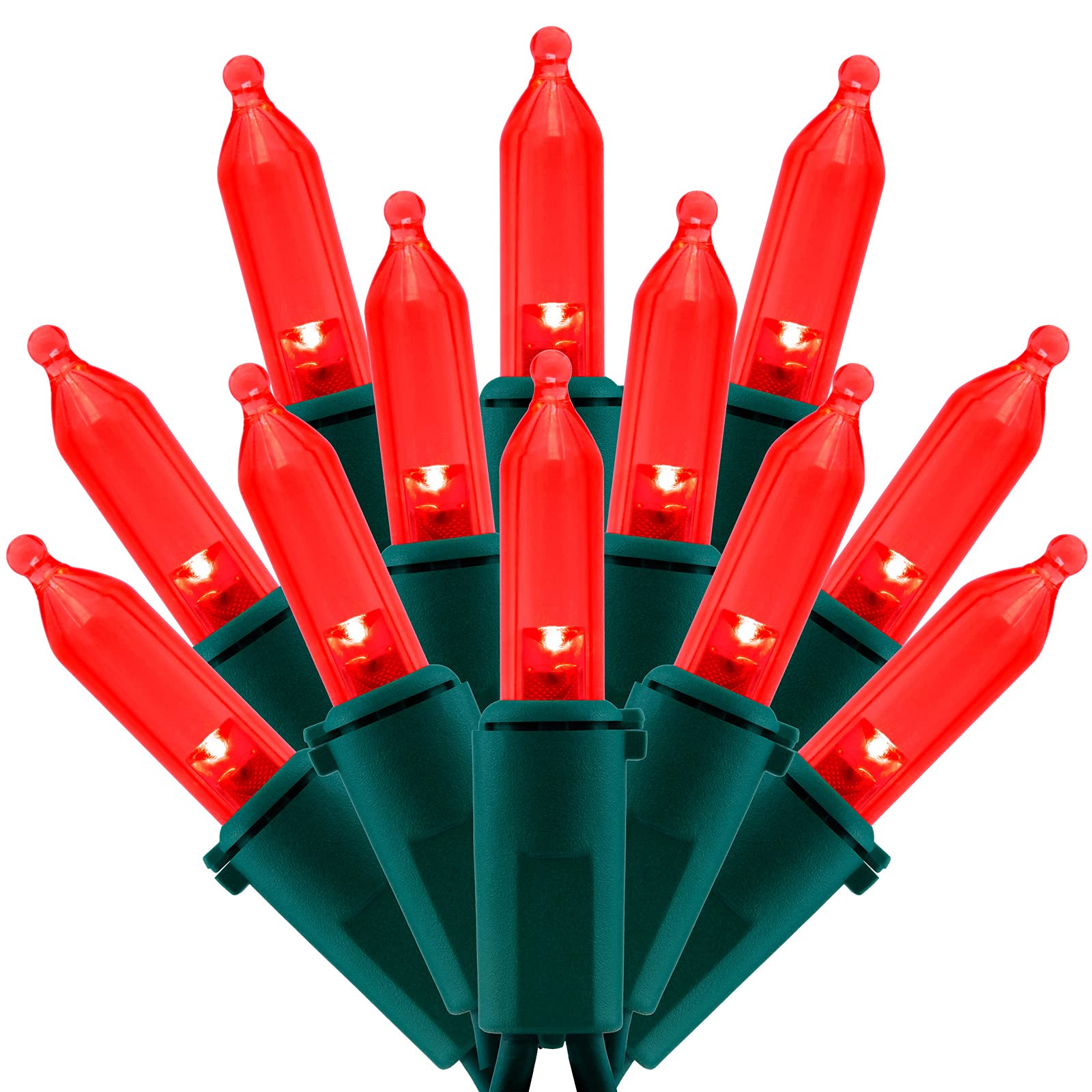 Sweet Shine 200 Count Red Led Christmas Lights, 66 Ft Green Wire, Ul Certified Holiday String Lights