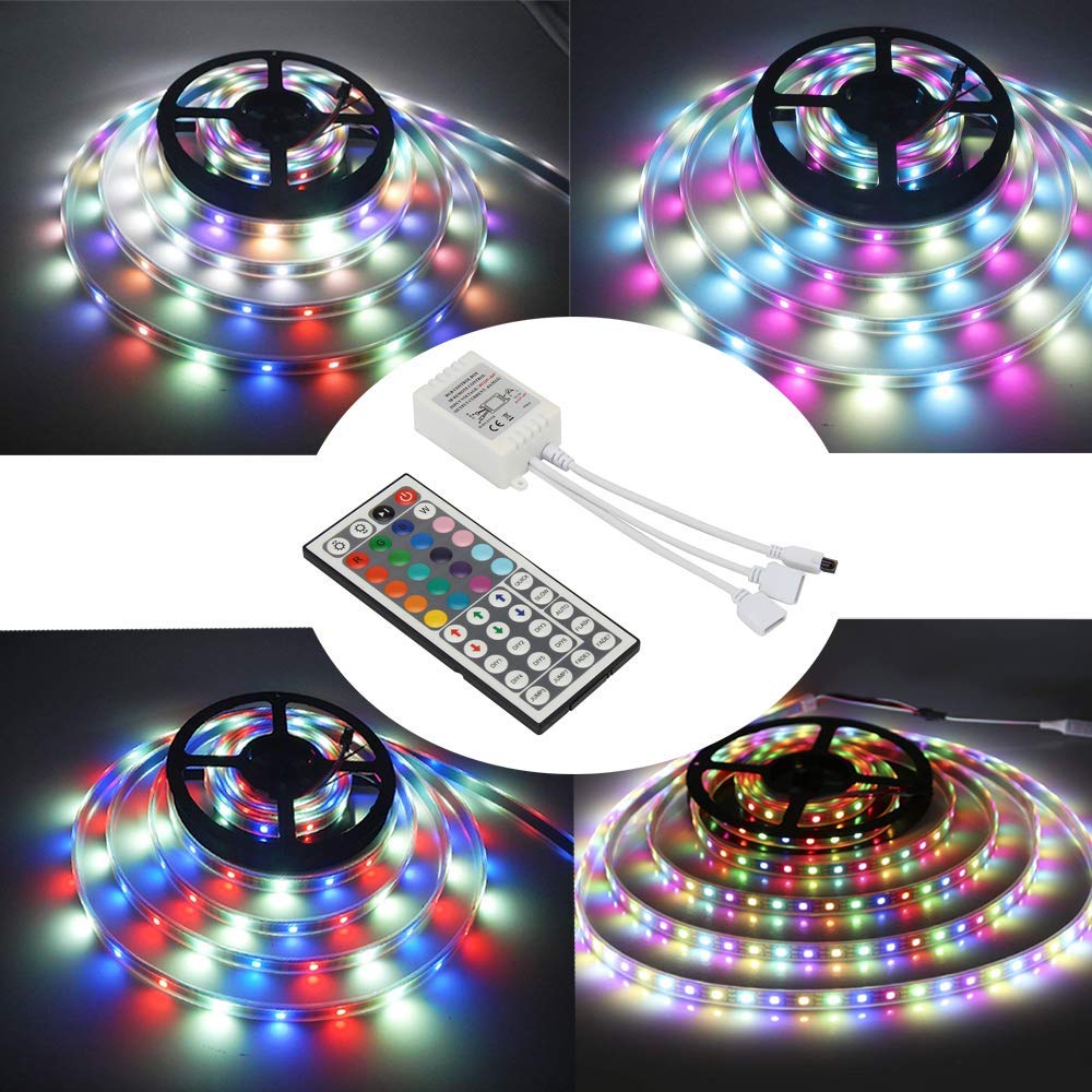 BZONE 2-Port Wireless IR Remote Controller for RGB LED Strip Lights, Dual 4-pin, DC12-24V, White/Multicolor